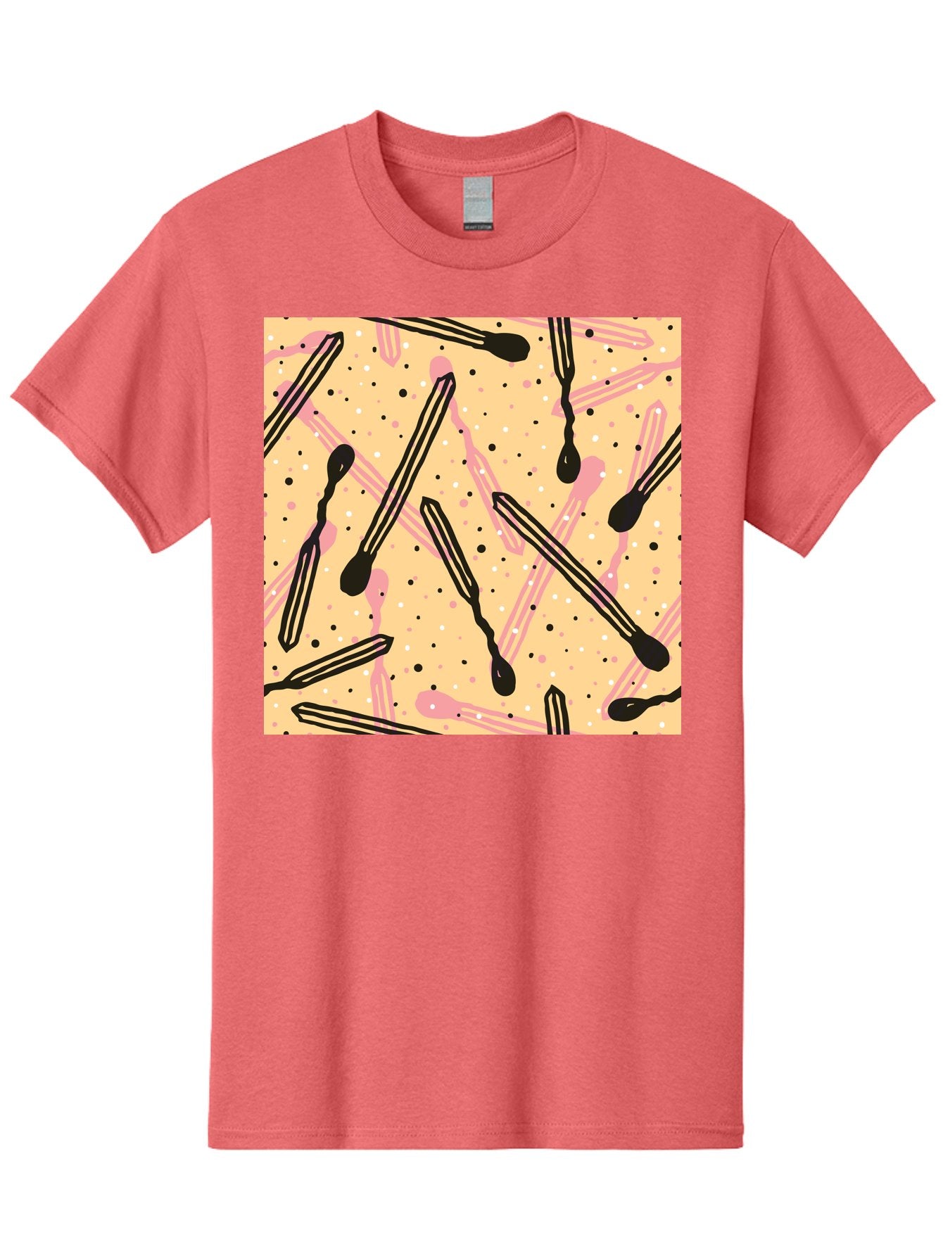 Pipettes Men'S Graphic Tee, 100% Cotton, Comfortable Casual Summer Wear, Machine Washable, Lip Gloss, Makeup, Beauty Products, Cosmetic Design, Abstract Pattern, Trendy Colors, Pink And Black Accents, Yellow Background, Fashion Texture, Aac414 15