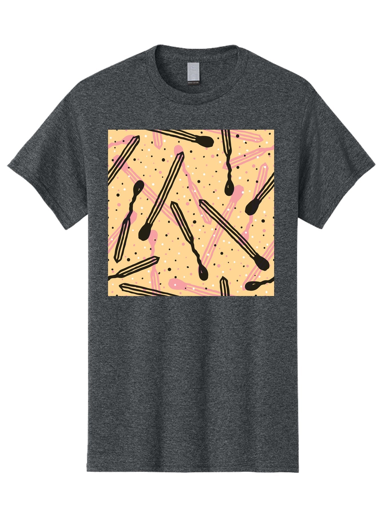 Pipettes Men'S Graphic Tee, 100% Cotton, Comfortable Casual Summer Wear, Machine Washable, Lip Gloss, Makeup, Beauty Products, Cosmetic Design, Abstract Pattern, Trendy Colors, Pink And Black Accents, Yellow Background, Fashion Texture, Aac414 14