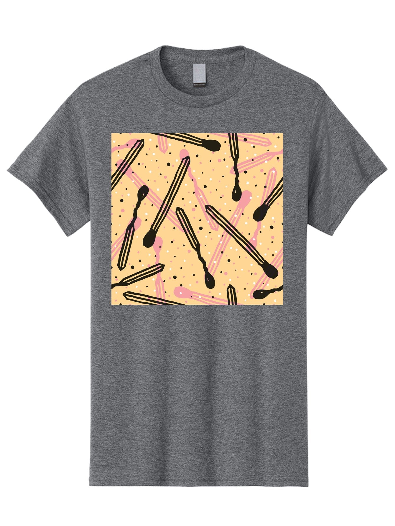 Pipettes Men'S Graphic Tee, 100% Cotton, Comfortable Casual Summer Wear, Machine Washable, Lip Gloss, Makeup, Beauty Products, Cosmetic Design, Abstract Pattern, Trendy Colors, Pink And Black Accents, Yellow Background, Fashion Texture, Aac414 9
