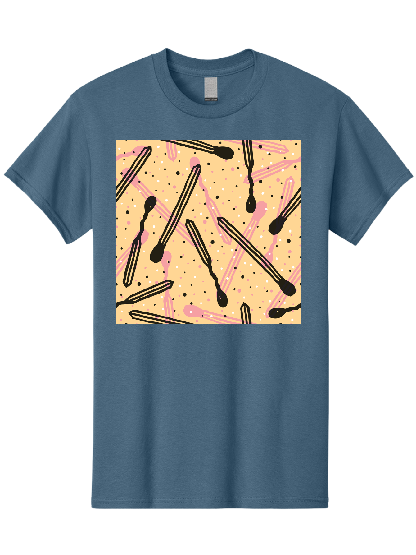 Pipettes Men'S Graphic Tee, 100% Cotton, Comfortable Casual Summer Wear, Machine Washable, Lip Gloss, Makeup, Beauty Products, Cosmetic Design, Abstract Pattern, Trendy Colors, Pink And Black Accents, Yellow Background, Fashion Texture, Aac414 19