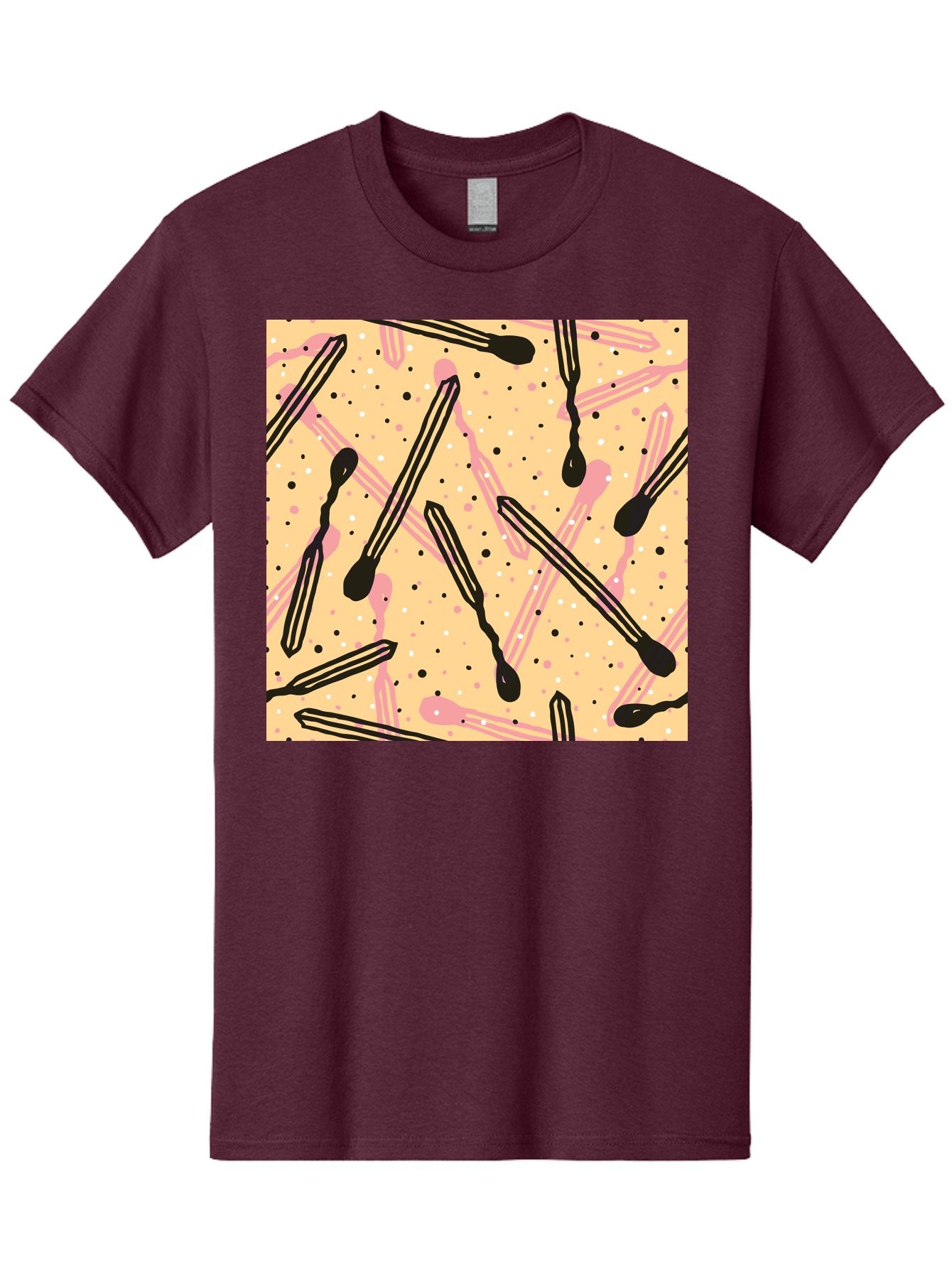Pipettes Men'S Graphic Tee, 100% Cotton, Comfortable Casual Summer Wear, Machine Washable, Lip Gloss, Makeup, Beauty Products, Cosmetic Design, Abstract Pattern, Trendy Colors, Pink And Black Accents, Yellow Background, Fashion Texture, Aac414 6