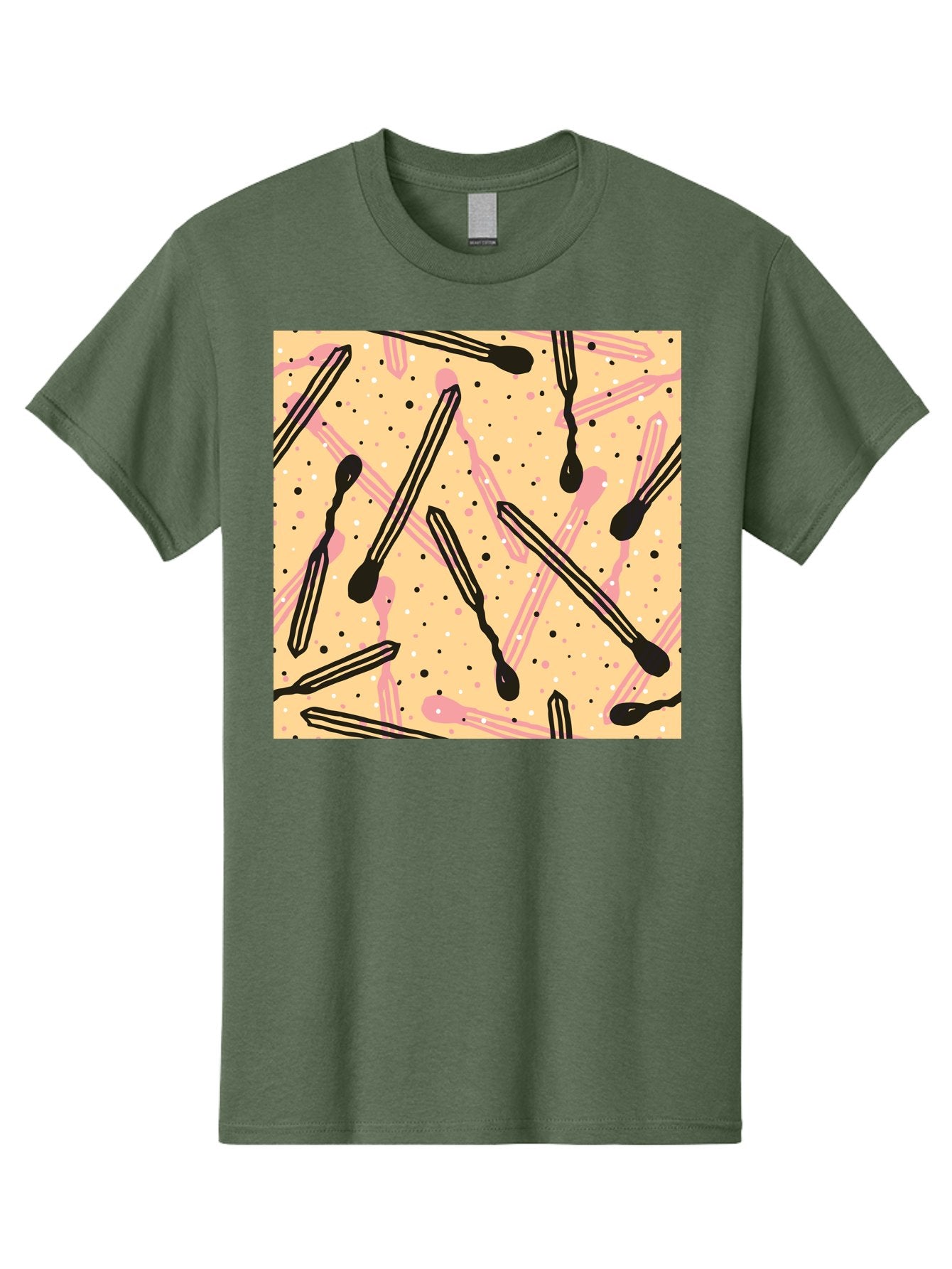 Pipettes Men'S Graphic Tee, 100% Cotton, Comfortable Casual Summer Wear, Machine Washable, Lip Gloss, Makeup, Beauty Products, Cosmetic Design, Abstract Pattern, Trendy Colors, Pink And Black Accents, Yellow Background, Fashion Texture, Aac414 7