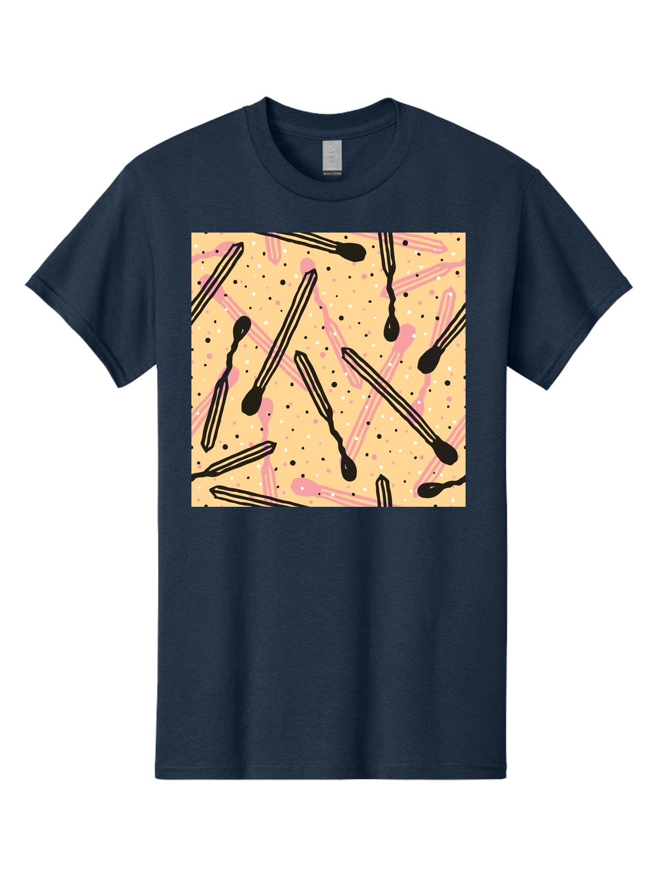 Pipettes Men'S Graphic Tee, 100% Cotton, Comfortable Casual Summer Wear, Machine Washable, Lip Gloss, Makeup, Beauty Products, Cosmetic Design, Abstract Pattern, Trendy Colors, Pink And Black Accents, Yellow Background, Fashion Texture, Aac414
