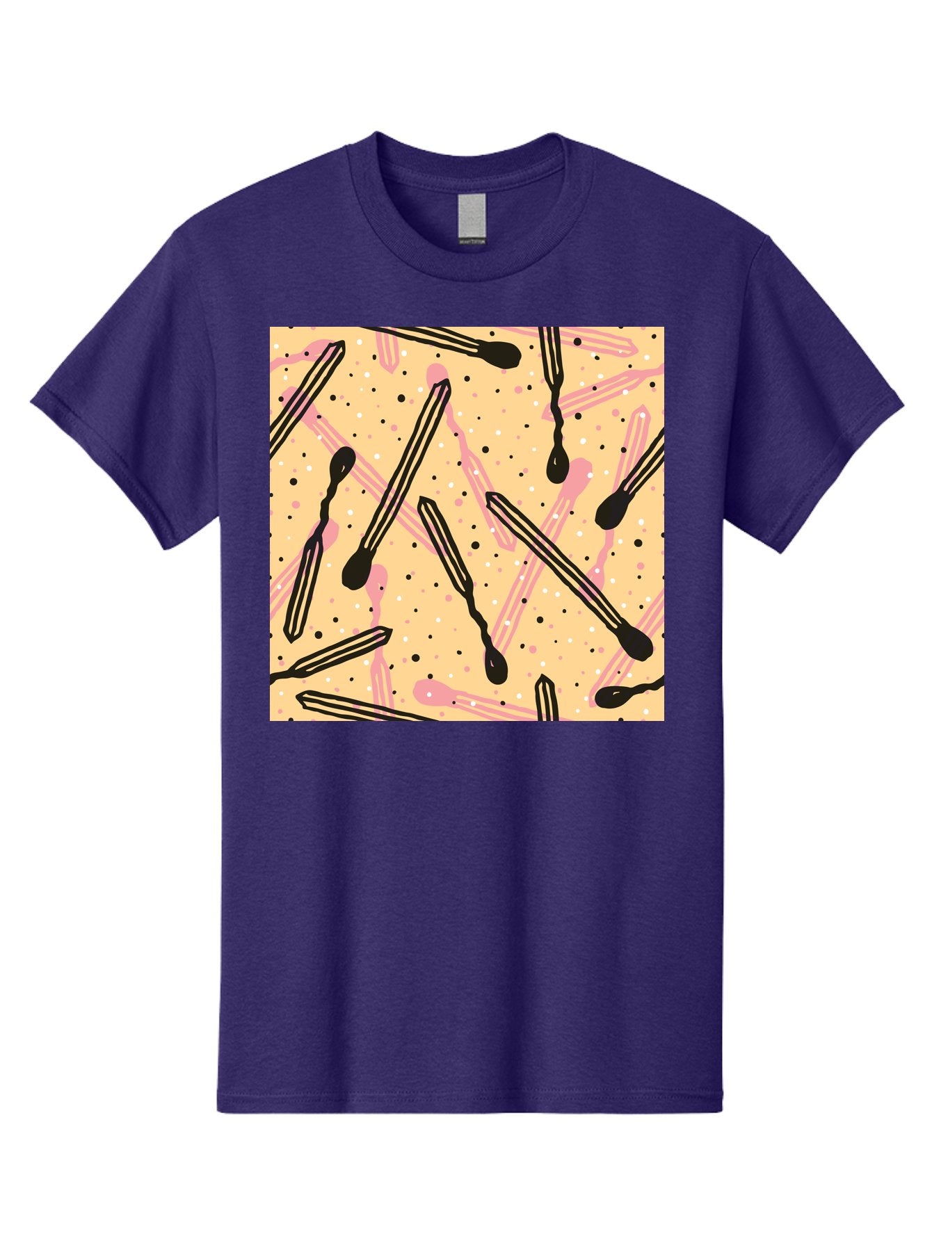 Pipettes Men'S Graphic Tee, 100% Cotton, Comfortable Casual Summer Wear, Machine Washable, Lip Gloss, Makeup, Beauty Products, Cosmetic Design, Abstract Pattern, Trendy Colors, Pink And Black Accents, Yellow Background, Fashion Texture, Aac414 10