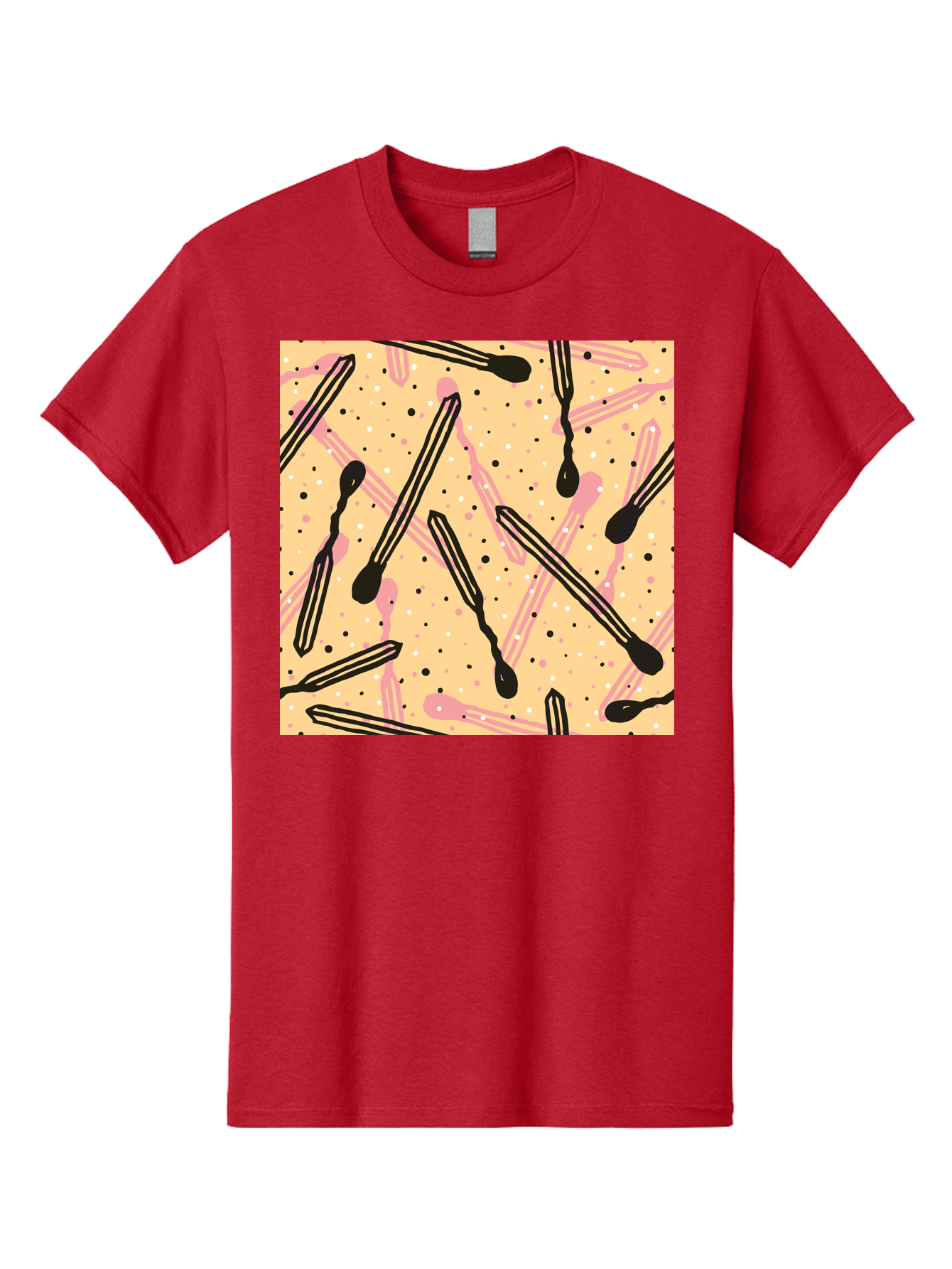 Pipettes Men'S Graphic Tee, 100% Cotton, Comfortable Casual Summer Wear, Machine Washable, Lip Gloss, Makeup, Beauty Products, Cosmetic Design, Abstract Pattern, Trendy Colors, Pink And Black Accents, Yellow Background, Fashion Texture, Aac414 5