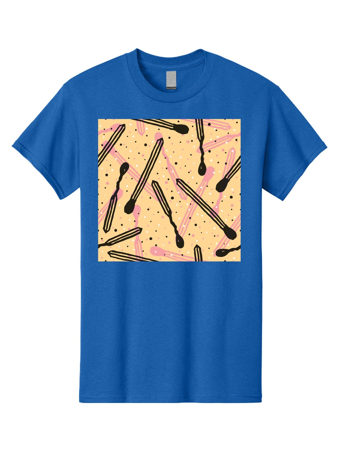 Pipettes Men'S Graphic Tee, 100% Cotton, Comfortable Casual Summer Wear, Machine Washable, Lip Gloss, Makeup, Beauty Products, Cosmetic Design, Abstract Pattern, Trendy Colors, Pink And Black Accents, Yellow Background, Fashion Texture, Aac414 5