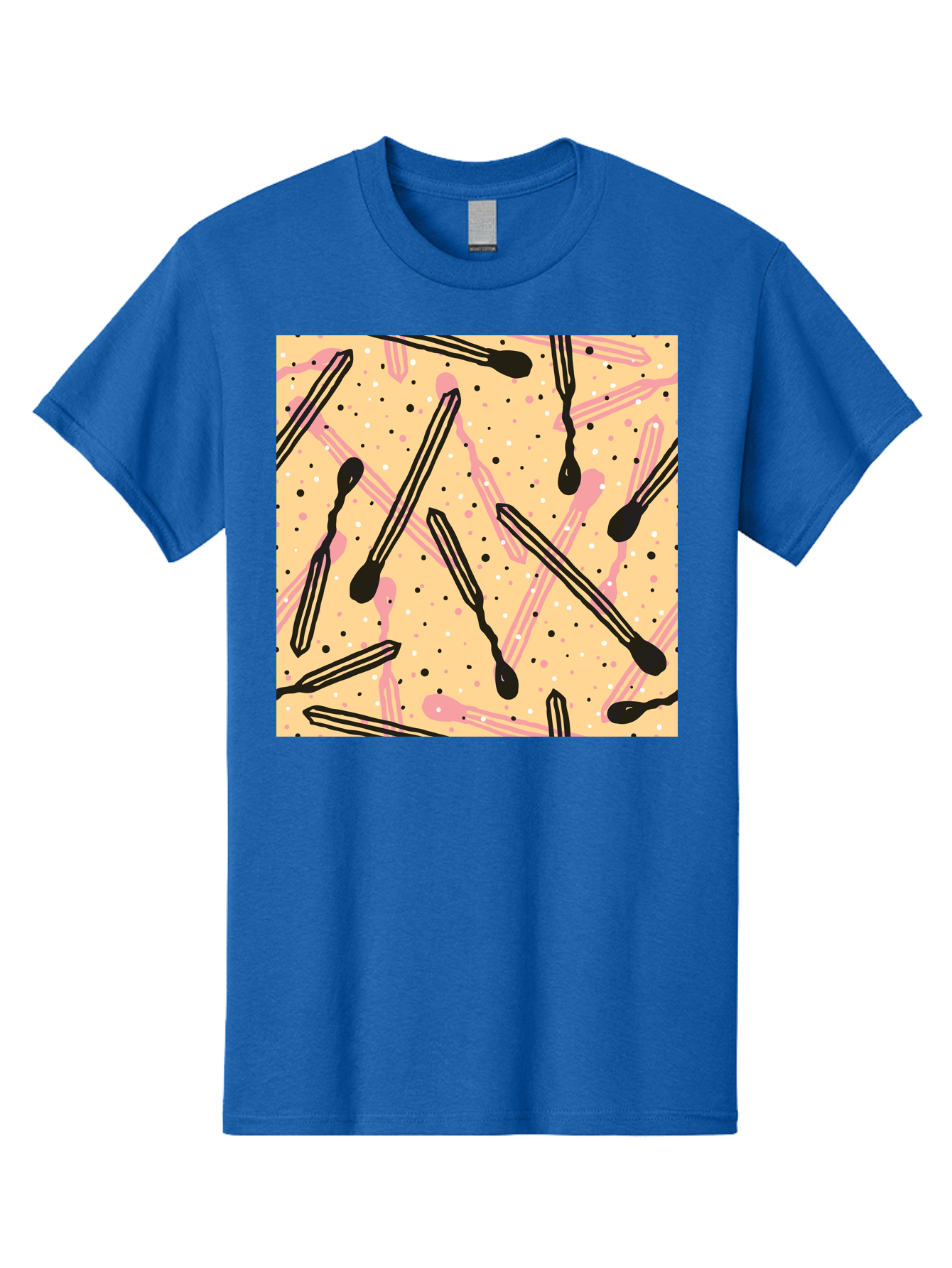Pipettes Men'S Graphic Tee, 100% Cotton, Comfortable Casual Summer Wear, Machine Washable, Lip Gloss, Makeup, Beauty Products, Cosmetic Design, Abstract Pattern, Trendy Colors, Pink And Black Accents, Yellow Background, Fashion Texture, Aac414 15