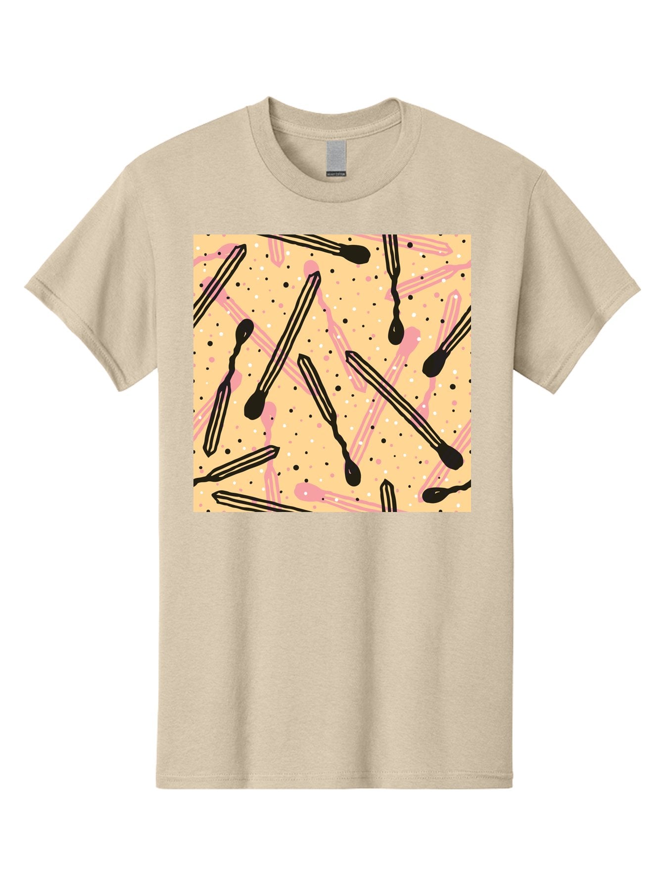 Pipettes Men'S Graphic Tee, 100% Cotton, Comfortable Casual Summer Wear, Machine Washable, Lip Gloss, Makeup, Beauty Products, Cosmetic Design, Abstract Pattern, Trendy Colors, Pink And Black Accents, Yellow Background, Fashion Texture, Aac414 8