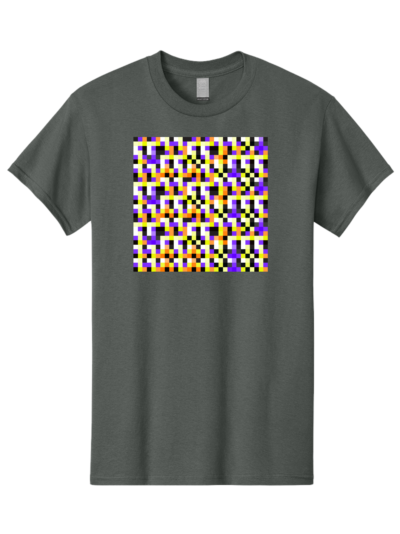 Pixel-Art-Pattern Men'S Graphic Tee, 100% Cotton, Comfortable Casual Summer Wear, Machine Washable, Vibrant Pixel Art, Colorful Pattern, Digital Design, Abstract Art, Bright Colors, Yellow, Orange, Purple, Black, White, Geometric Shapes, Aac415 11