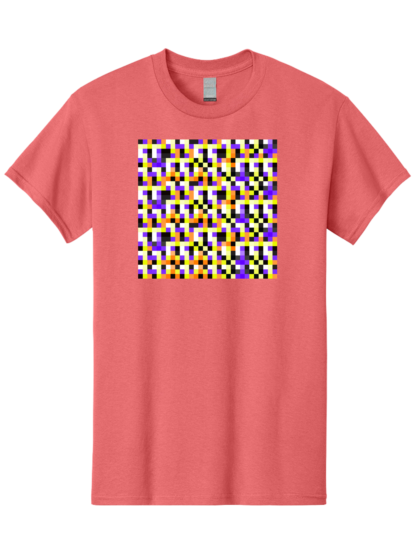 Pixel-Art-Pattern Men'S Graphic Tee, 100% Cotton, Comfortable Casual Summer Wear, Machine Washable, Vibrant Pixel Art, Colorful Pattern, Digital Design, Abstract Art, Bright Colors, Yellow, Orange, Purple, Black, White, Geometric Shapes, Aac415 15