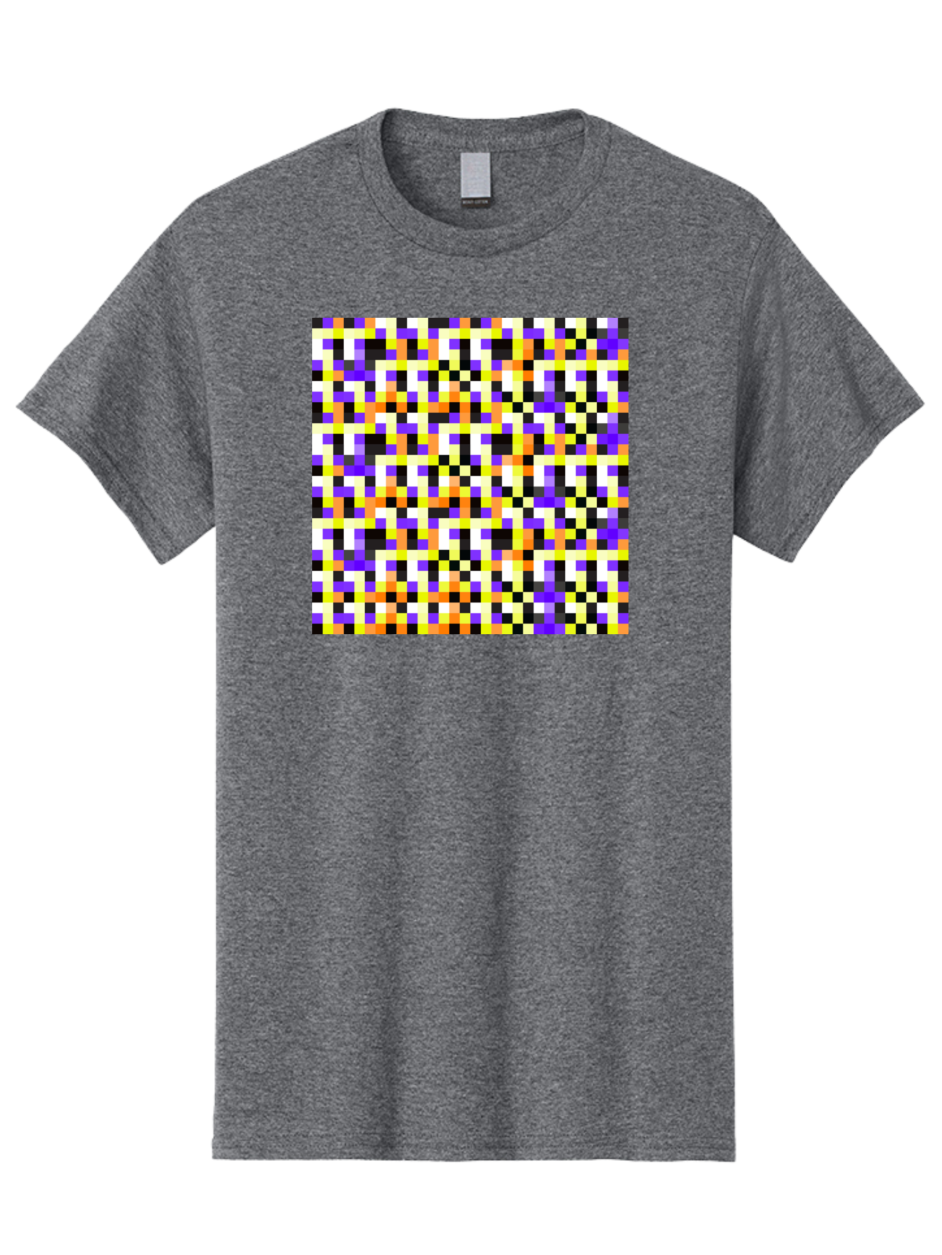 Pixel-Art-Pattern Men'S Graphic Tee, 100% Cotton, Comfortable Casual Summer Wear, Machine Washable, Vibrant Pixel Art, Colorful Pattern, Digital Design, Abstract Art, Bright Colors, Yellow, Orange, Purple, Black, White, Geometric Shapes, Aac415 21