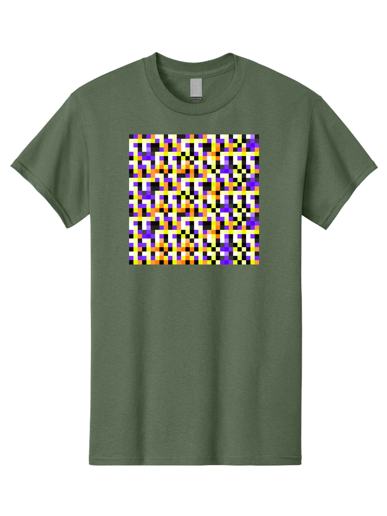 Pixel-Art-Pattern Men'S Graphic Tee, 100% Cotton, Comfortable Casual Summer Wear, Machine Washable, Vibrant Pixel Art, Colorful Pattern, Digital Design, Abstract Art, Bright Colors, Yellow, Orange, Purple, Black, White, Geometric Shapes, Aac415 7