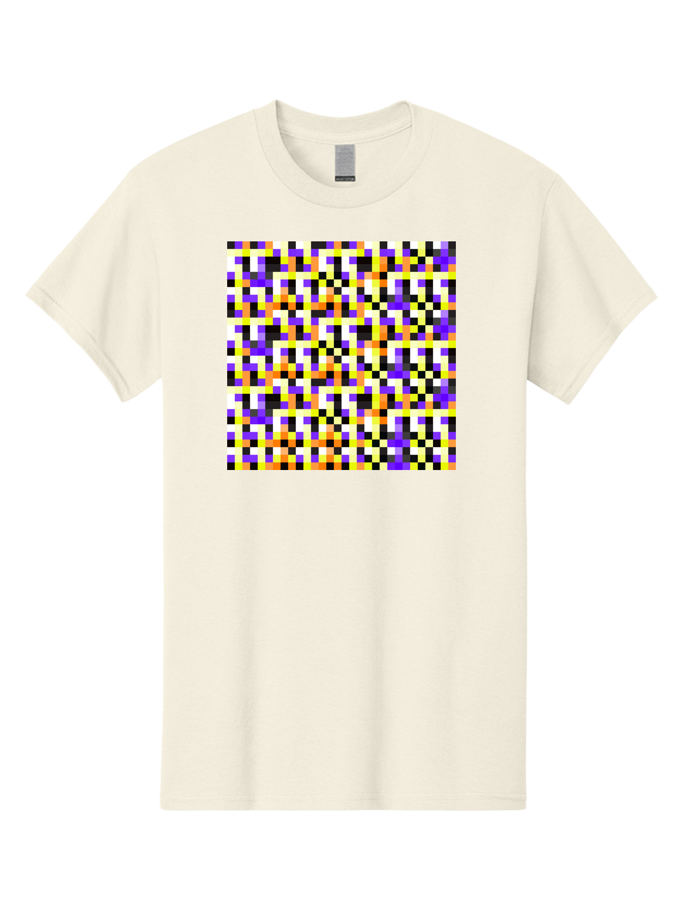 Pixel-Art-Pattern Men'S Graphic Tee, 100% Cotton, Comfortable Casual Summer Wear, Machine Washable, Vibrant Pixel Art, Colorful Pattern, Digital Design, Abstract Art, Bright Colors, Yellow, Orange, Purple, Black, White, Geometric Shapes, Aac415 25