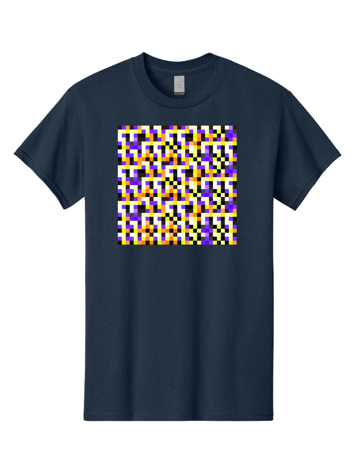 Pixel-Art-Pattern Men'S Graphic Tee, 100% Cotton, Comfortable Casual Summer Wear, Machine Washable, Vibrant Pixel Art, Colorful Pattern, Digital Design, Abstract Art, Bright Colors, Yellow, Orange, Purple, Black, White, Geometric Shapes, Aac415 19