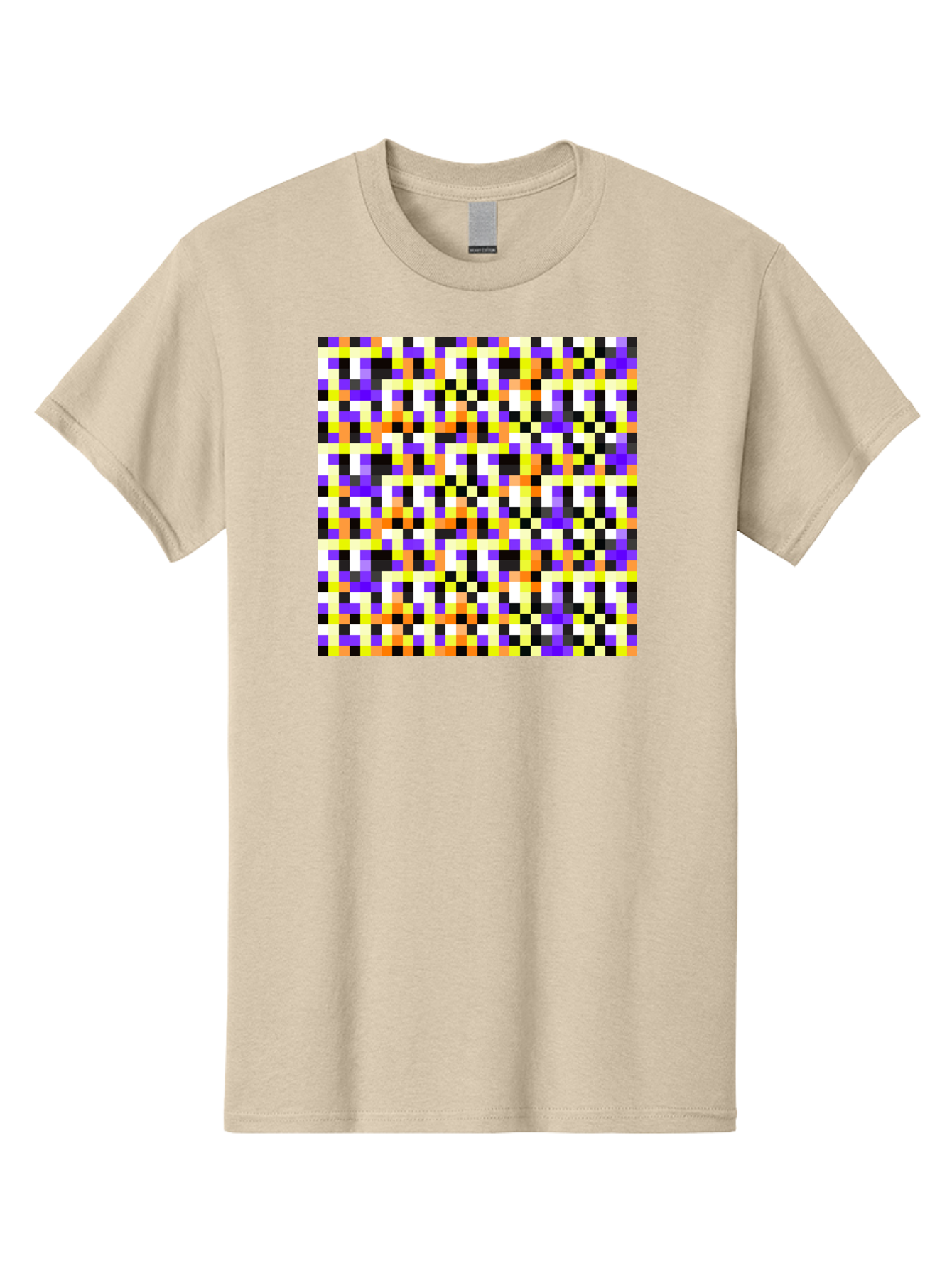 Pixel-Art-Pattern Men'S Graphic Tee, 100% Cotton, Comfortable Casual Summer Wear, Machine Washable, Vibrant Pixel Art, Colorful Pattern, Digital Design, Abstract Art, Bright Colors, Yellow, Orange, Purple, Black, White, Geometric Shapes, Aac415 5