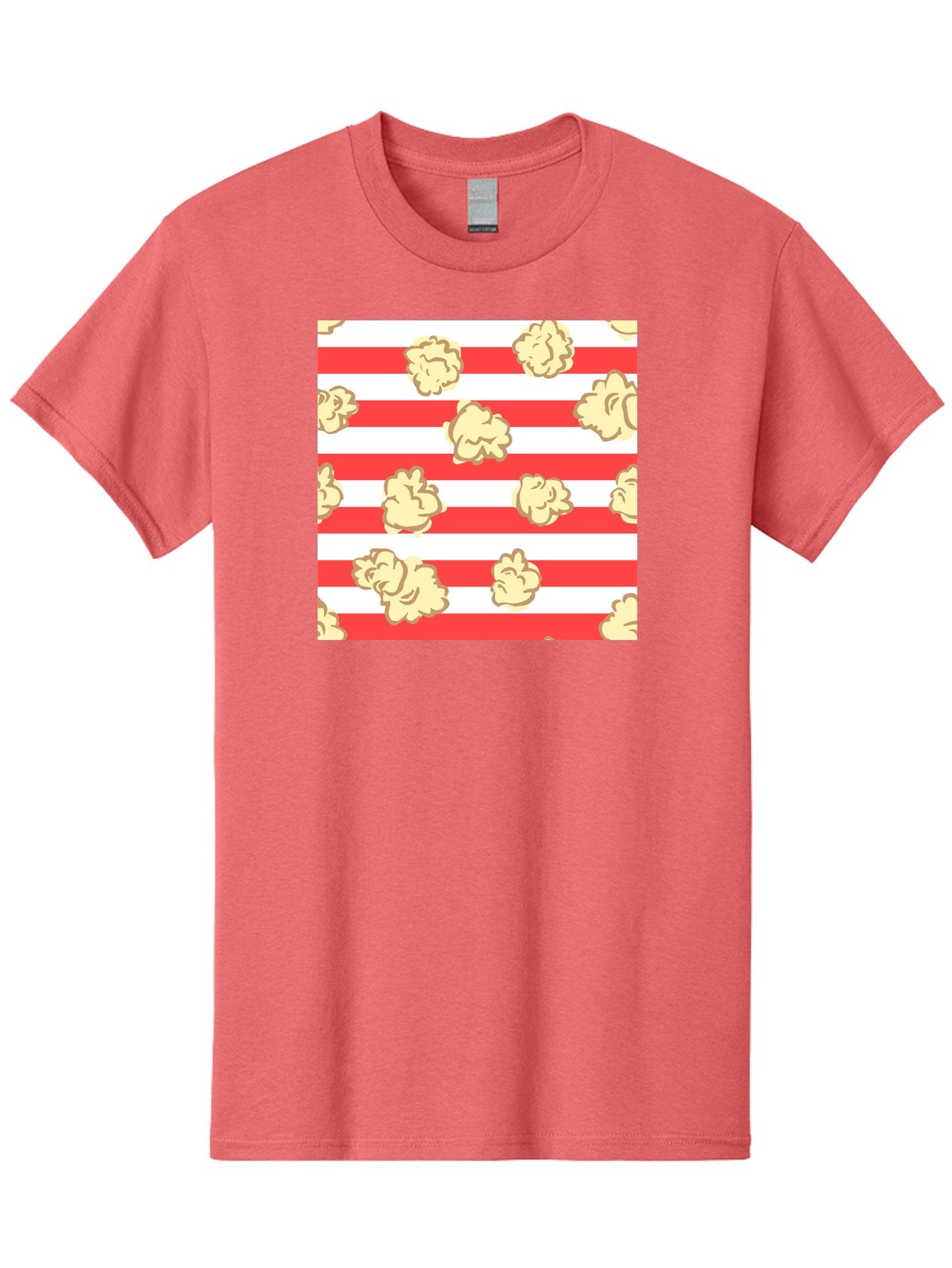 Popcorn-Stripes Men'S Graphic Tee, 100% Cotton, Comfortable Casual Summer Wear, Machine Washable, Popcorn, Red And White Stripes, Movie Snack, Cinematic Treats, Yellow Popcorn, Striped Background, Popcorn Illustration, Snack Time, Film Night, Aac416 10