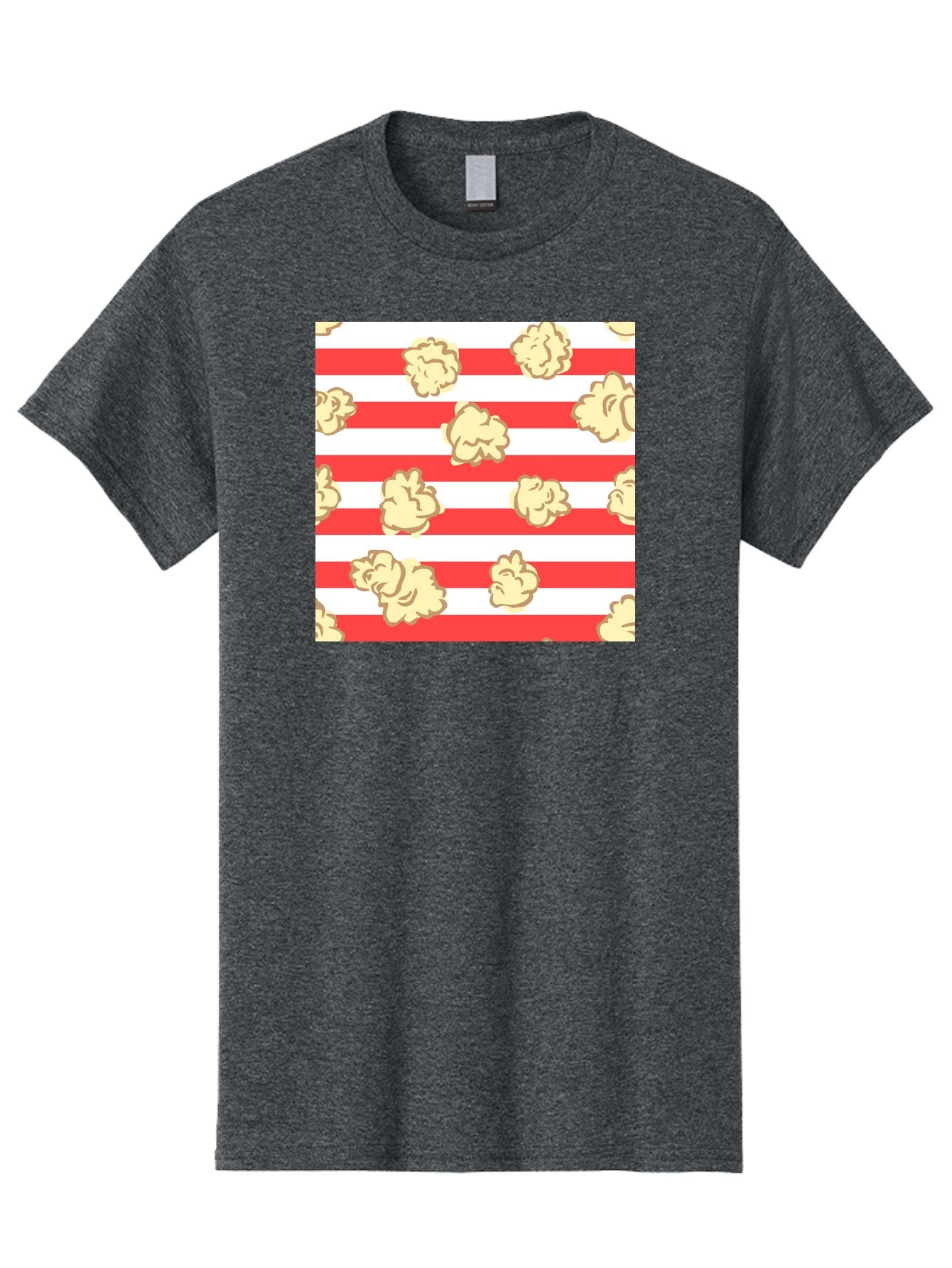 Popcorn-Stripes Men'S Graphic Tee, 100% Cotton, Comfortable Casual Summer Wear, Machine Washable, Popcorn, Red And White Stripes, Movie Snack, Cinematic Treats, Yellow Popcorn, Striped Background, Popcorn Illustration, Snack Time, Film Night, Aac416 5