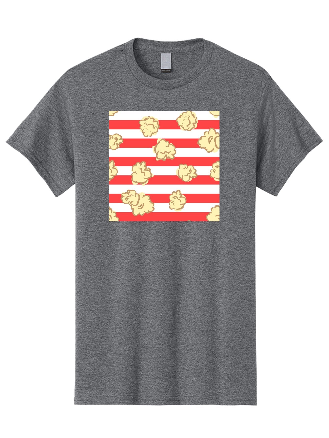 Popcorn-Stripes Men'S Graphic Tee, 100% Cotton, Comfortable Casual Summer Wear, Machine Washable, Popcorn, Red And White Stripes, Movie Snack, Cinematic Treats, Yellow Popcorn, Striped Background, Popcorn Illustration, Snack Time, Film Night, Aac416 6