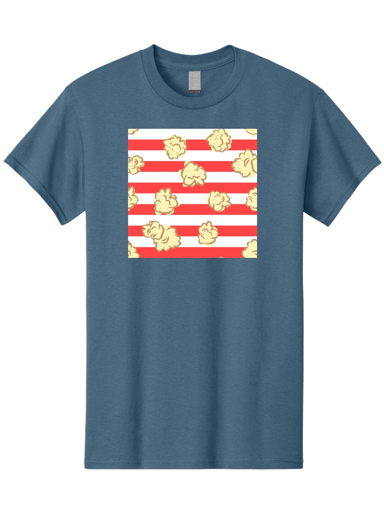 Popcorn-Stripes Men'S Graphic Tee, 100% Cotton, Comfortable Casual Summer Wear, Machine Washable, Popcorn, Red And White Stripes, Movie Snack, Cinematic Treats, Yellow Popcorn, Striped Background, Popcorn Illustration, Snack Time, Film Night, Aac416 14