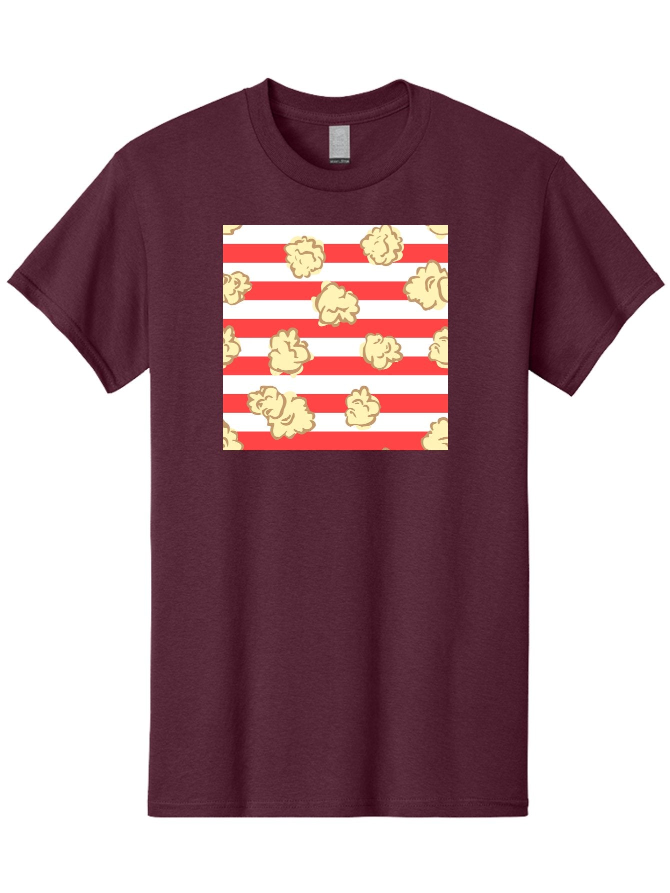 Popcorn-Stripes Men'S Graphic Tee, 100% Cotton, Comfortable Casual Summer Wear, Machine Washable, Popcorn, Red And White Stripes, Movie Snack, Cinematic Treats, Yellow Popcorn, Striped Background, Popcorn Illustration, Snack Time, Film Night, Aac416 15