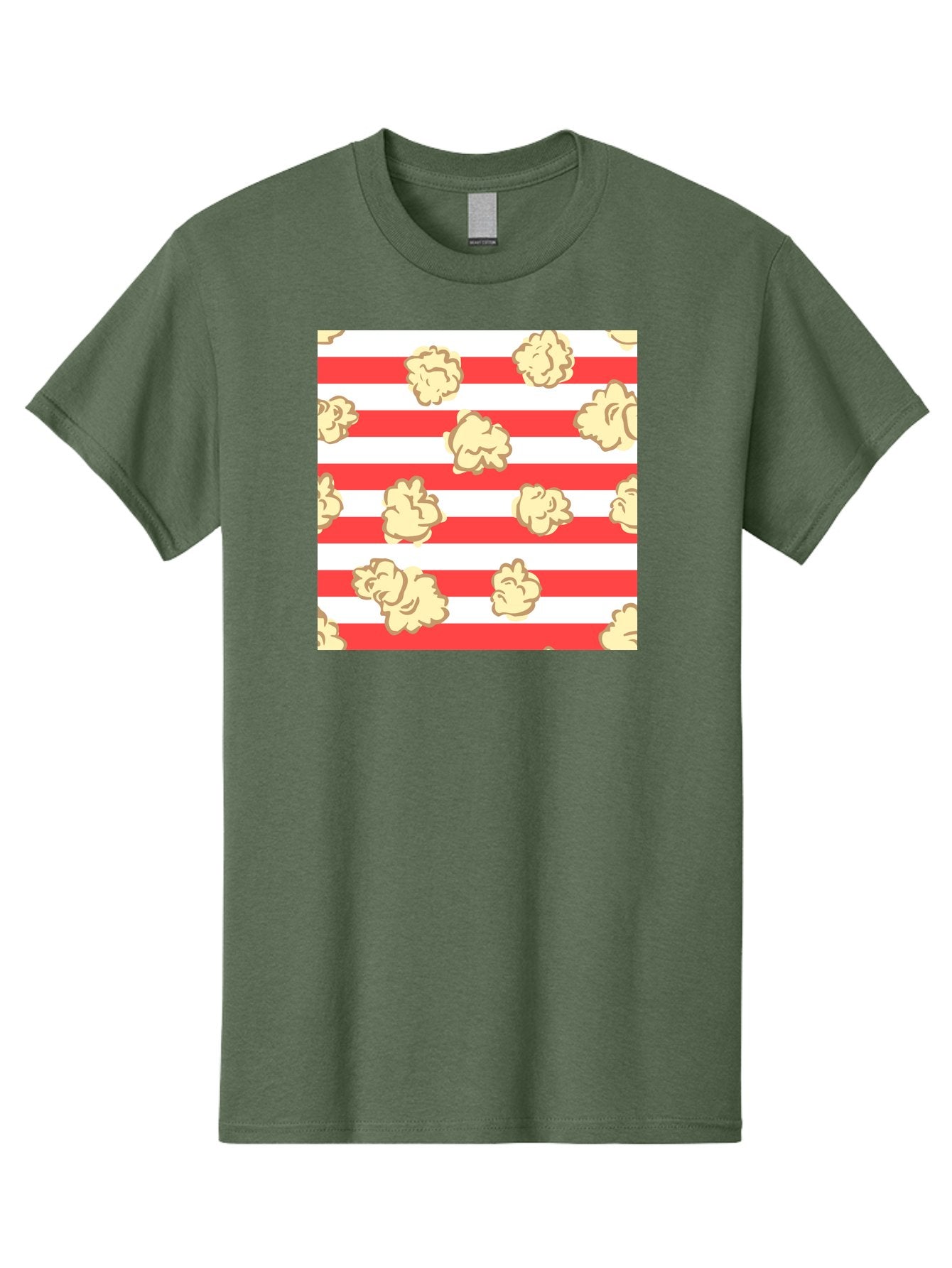 Popcorn-Stripes Men'S Graphic Tee, 100% Cotton, Comfortable Casual Summer Wear, Machine Washable, Popcorn, Red And White Stripes, Movie Snack, Cinematic Treats, Yellow Popcorn, Striped Background, Popcorn Illustration, Snack Time, Film Night, Aac416 7