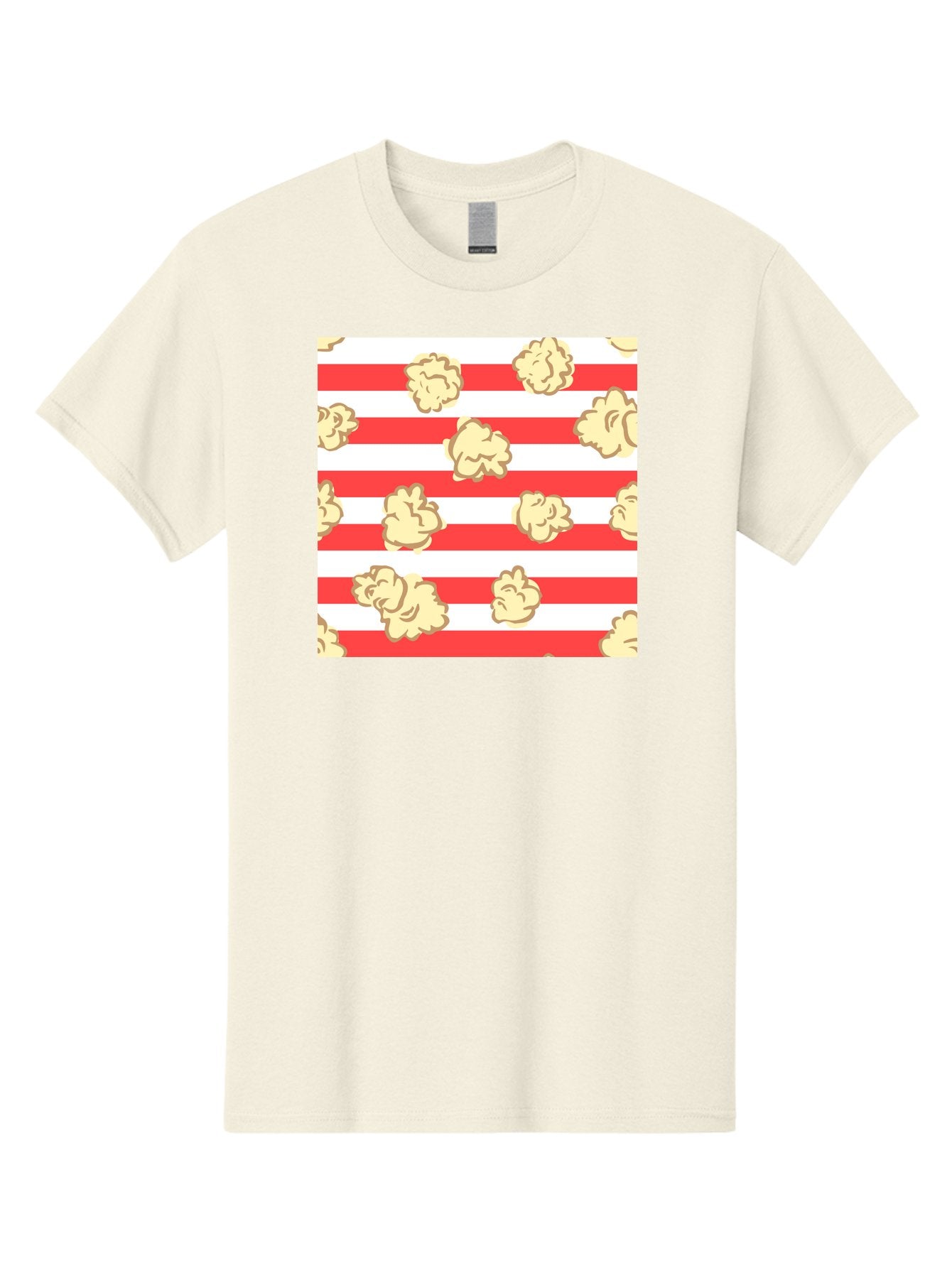 Popcorn-Stripes Men'S Graphic Tee, 100% Cotton, Comfortable Casual Summer Wear, Machine Washable, Popcorn, Red And White Stripes, Movie Snack, Cinematic Treats, Yellow Popcorn, Striped Background, Popcorn Illustration, Snack Time, Film Night, Aac416 3
