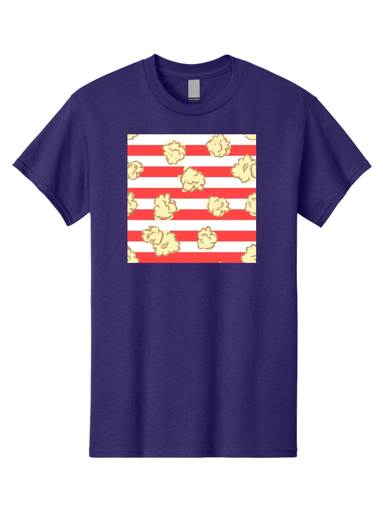 Popcorn-Stripes Men'S Graphic Tee, 100% Cotton, Comfortable Casual Summer Wear, Machine Washable, Popcorn, Red And White Stripes, Movie Snack, Cinematic Treats, Yellow Popcorn, Striped Background, Popcorn Illustration, Snack Time, Film Night, Aac416 9