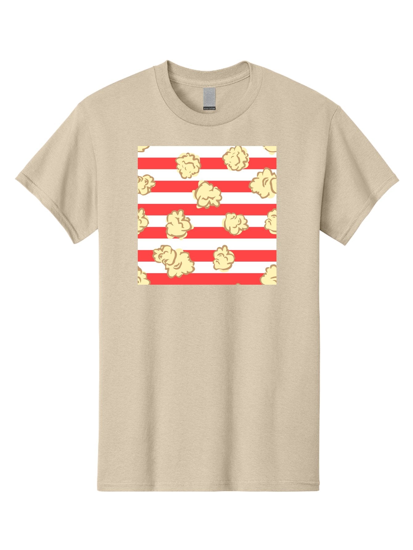Popcorn-Stripes Men'S Graphic Tee, 100% Cotton, Comfortable Casual Summer Wear, Machine Washable, Popcorn, Red And White Stripes, Movie Snack, Cinematic Treats, Yellow Popcorn, Striped Background, Popcorn Illustration, Snack Time, Film Night, Aac416 4