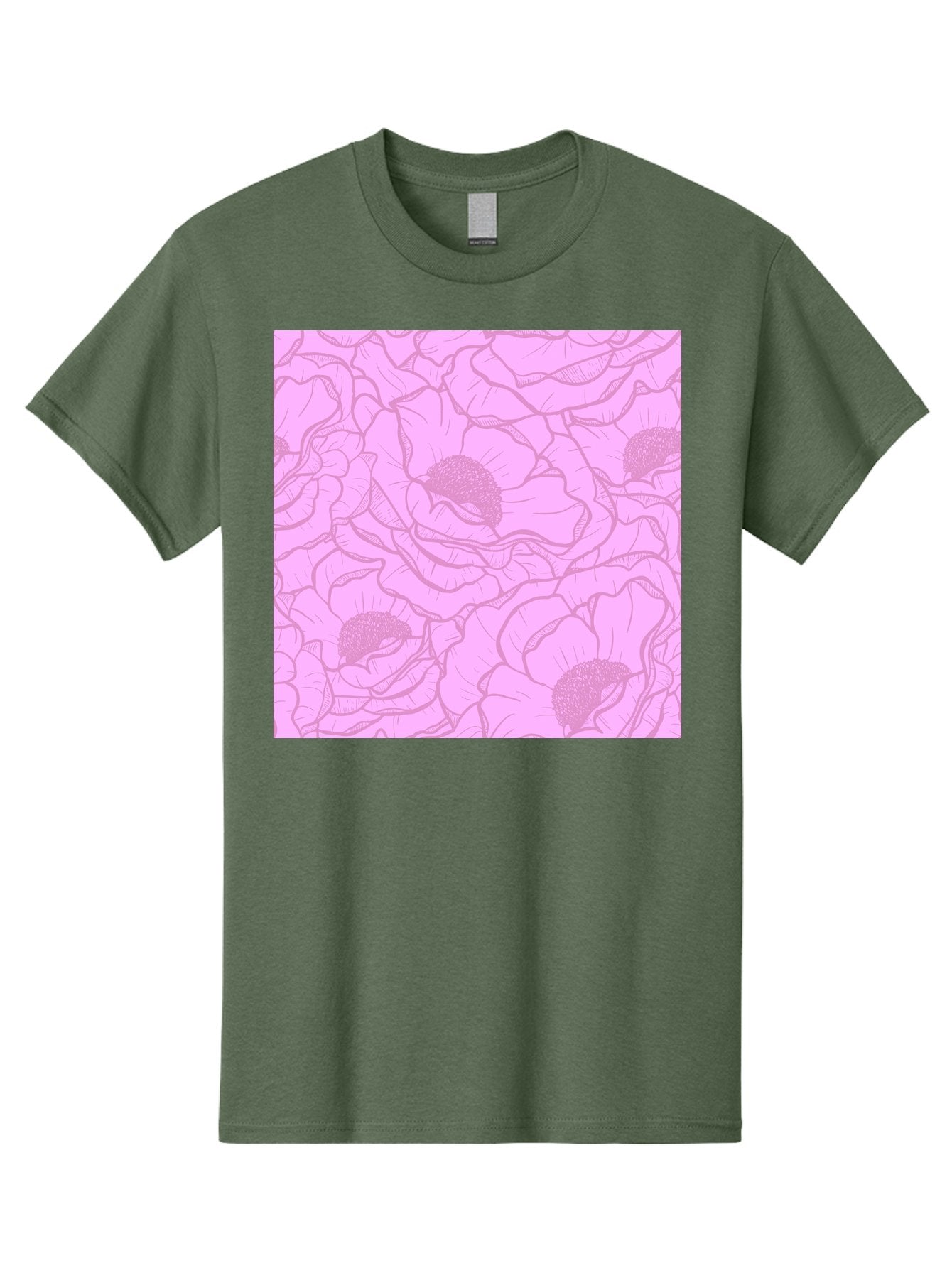 Poppies Men'S Graphic Tee, 100% Cotton, Comfortable Casual Summer Wear, Machine Washable, Pink Flowers, Floral Pattern, Delicate Petals, Intricate Details, Soft Pink Hue, Feminine Design, Bohemian Style, Wallpaper, Pastel Colors, Aac417 12