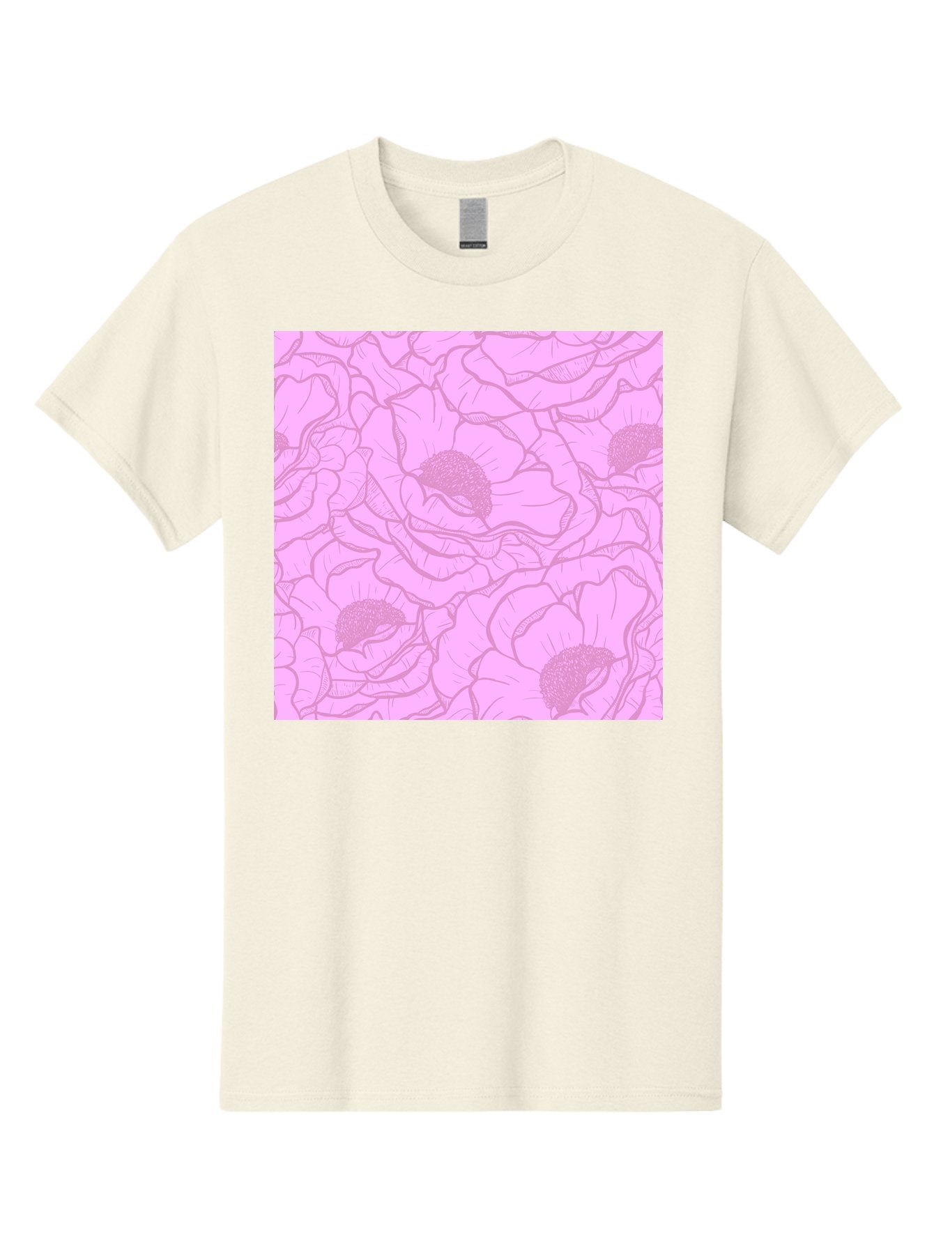 Poppies Men'S Graphic Tee, 100% Cotton, Comfortable Casual Summer Wear, Machine Washable, Pink Flowers, Floral Pattern, Delicate Petals, Intricate Details, Soft Pink Hue, Feminine Design, Bohemian Style, Wallpaper, Pastel Colors, Aac417 9