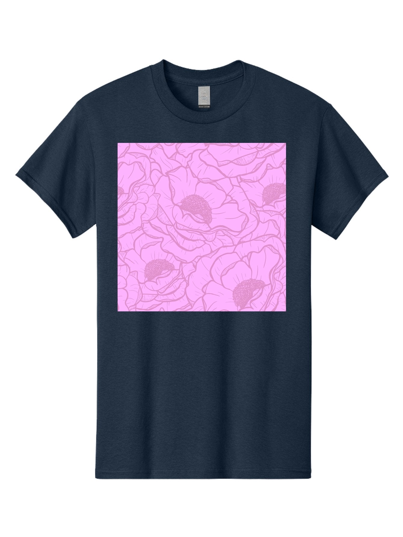 Poppies Men'S Graphic Tee, 100% Cotton, Comfortable Casual Summer Wear, Machine Washable, Pink Flowers, Floral Pattern, Delicate Petals, Intricate Details, Soft Pink Hue, Feminine Design, Bohemian Style, Wallpaper, Pastel Colors, Aac417 4