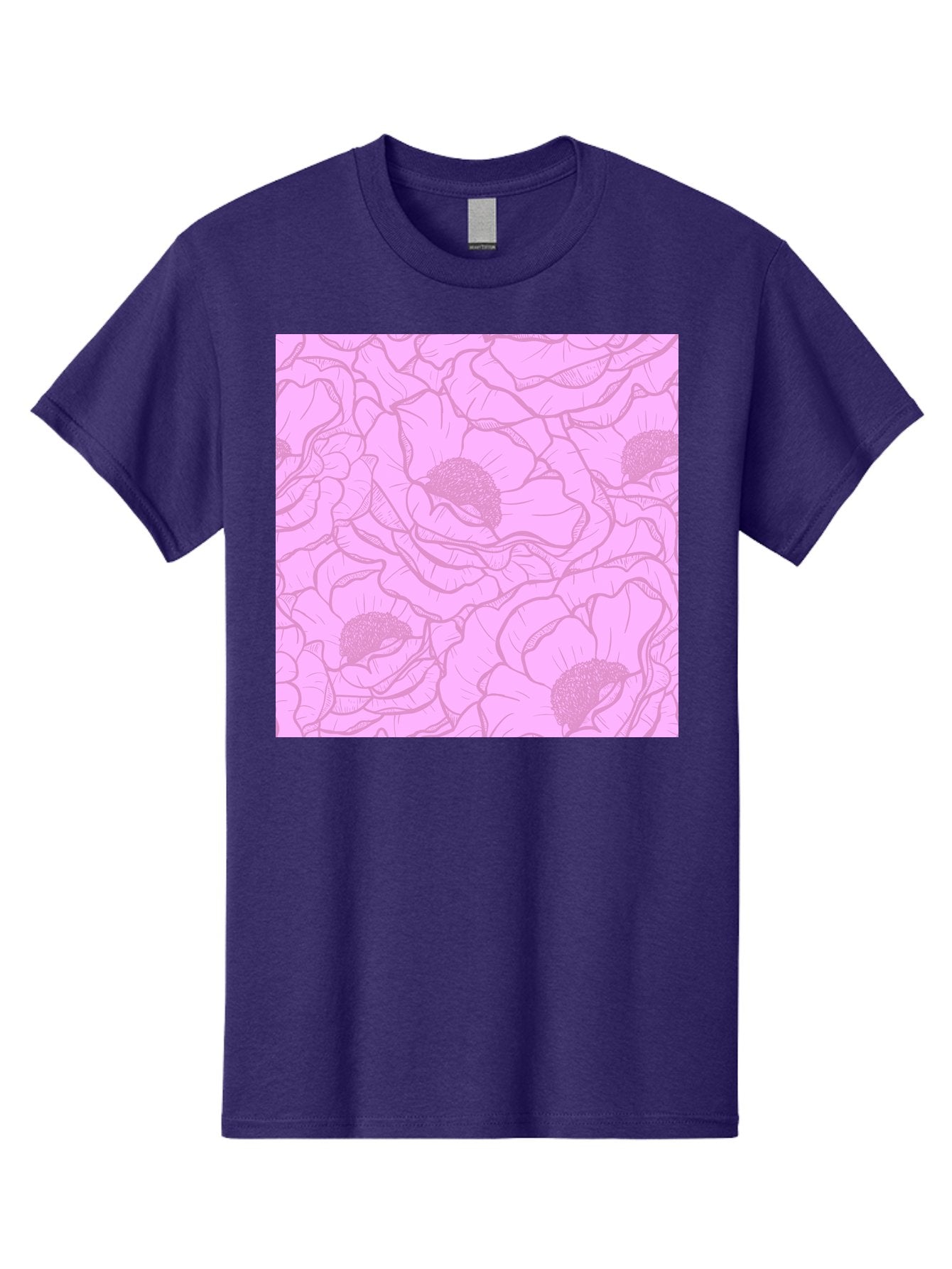 Poppies Men'S Graphic Tee, 100% Cotton, Comfortable Casual Summer Wear, Machine Washable, Pink Flowers, Floral Pattern, Delicate Petals, Intricate Details, Soft Pink Hue, Feminine Design, Bohemian Style, Wallpaper, Pastel Colors, Aac417 8