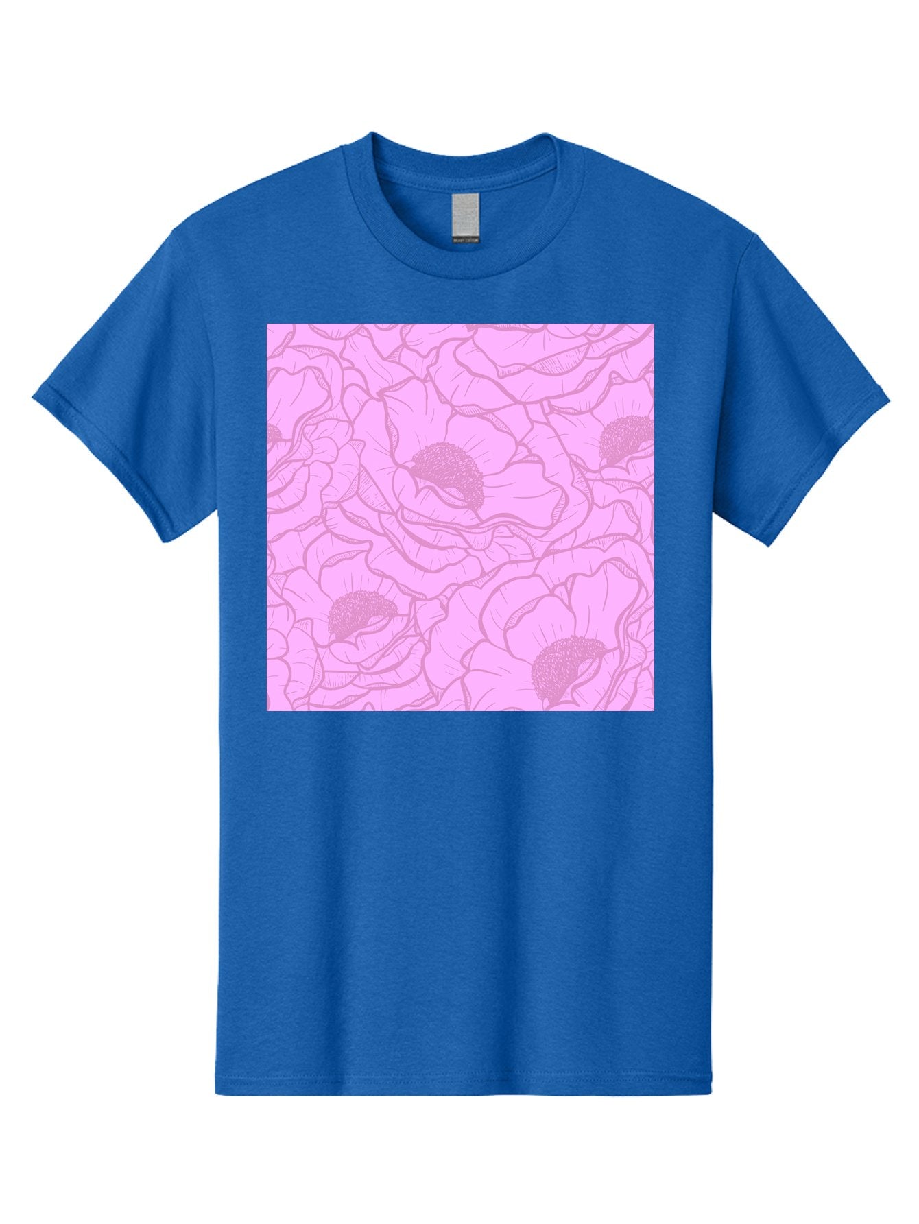 Poppies Men'S Graphic Tee, 100% Cotton, Comfortable Casual Summer Wear, Machine Washable, Pink Flowers, Floral Pattern, Delicate Petals, Intricate Details, Soft Pink Hue, Feminine Design, Bohemian Style, Wallpaper, Pastel Colors, Aac417 13