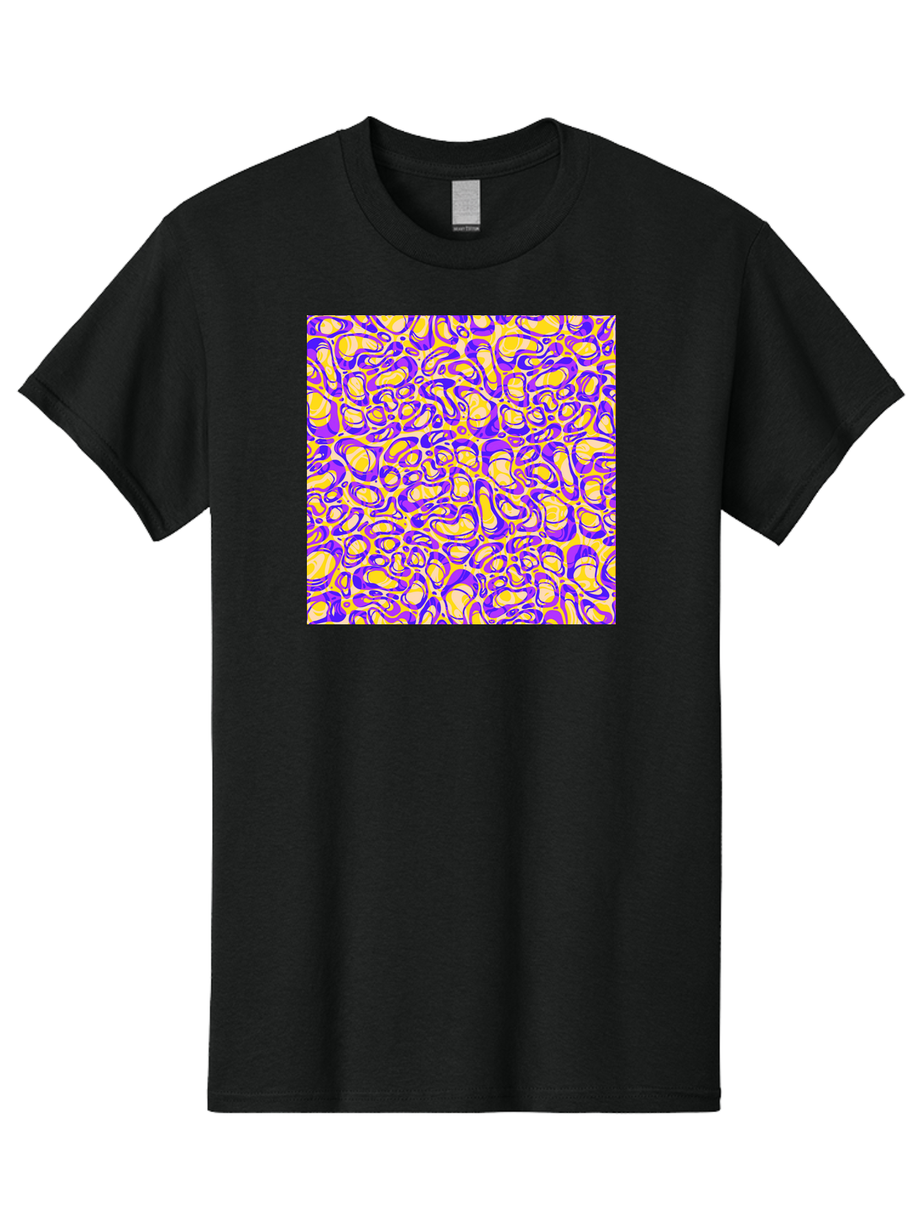 Purple-And-Yellow-Swirl Men'S Graphic Tee, 100% Cotton, Comfortable Casual Summer Wear, Machine Washable, Amethyst And Lemon Swirly Pattern, Abstract Design, Vibrant Purple, Yellow Shapes, Organic Texture, Mesmerizing Visual Effect, Aac418 19