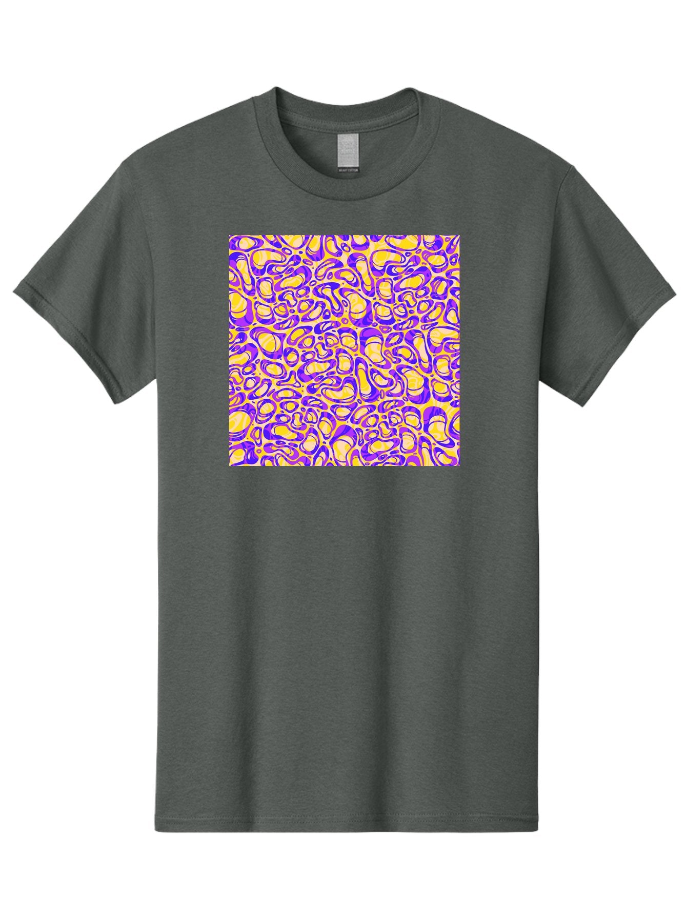 Purple-And-Yellow-Swirl Men'S Graphic Tee, 100% Cotton, Comfortable Casual Summer Wear, Machine Washable, Amethyst And Lemon Swirly Pattern, Abstract Design, Vibrant Purple, Yellow Shapes, Organic Texture, Mesmerizing Visual Effect, Aac418 10