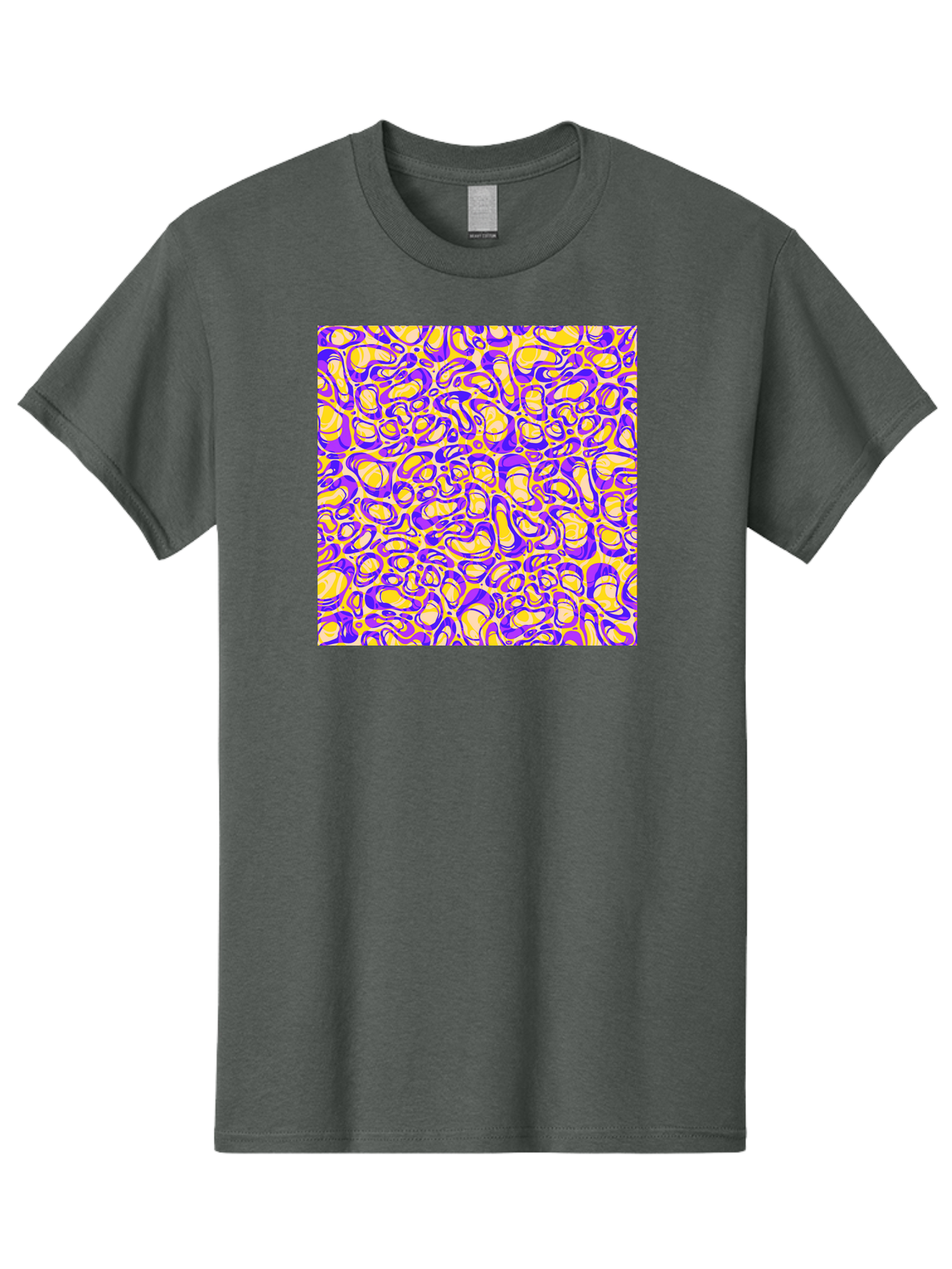 Purple-And-Yellow-Swirl Men'S Graphic Tee, 100% Cotton, Comfortable Casual Summer Wear, Machine Washable, Amethyst And Lemon Swirly Pattern, Abstract Design, Vibrant Purple, Yellow Shapes, Organic Texture, Mesmerizing Visual Effect, Aac418 27