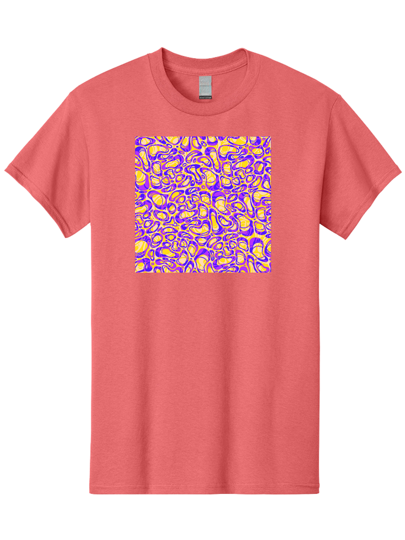 Purple-And-Yellow-Swirl Men'S Graphic Tee, 100% Cotton, Comfortable Casual Summer Wear, Machine Washable, Amethyst And Lemon Swirly Pattern, Abstract Design, Vibrant Purple, Yellow Shapes, Organic Texture, Mesmerizing Visual Effect, Aac418 5