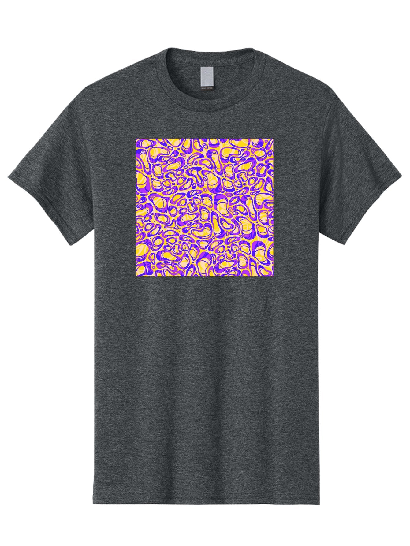 Purple-And-Yellow-Swirl Men'S Graphic Tee, 100% Cotton, Comfortable Casual Summer Wear, Machine Washable, Amethyst And Lemon Swirly Pattern, Abstract Design, Vibrant Purple, Yellow Shapes, Organic Texture, Mesmerizing Visual Effect, Aac418 8