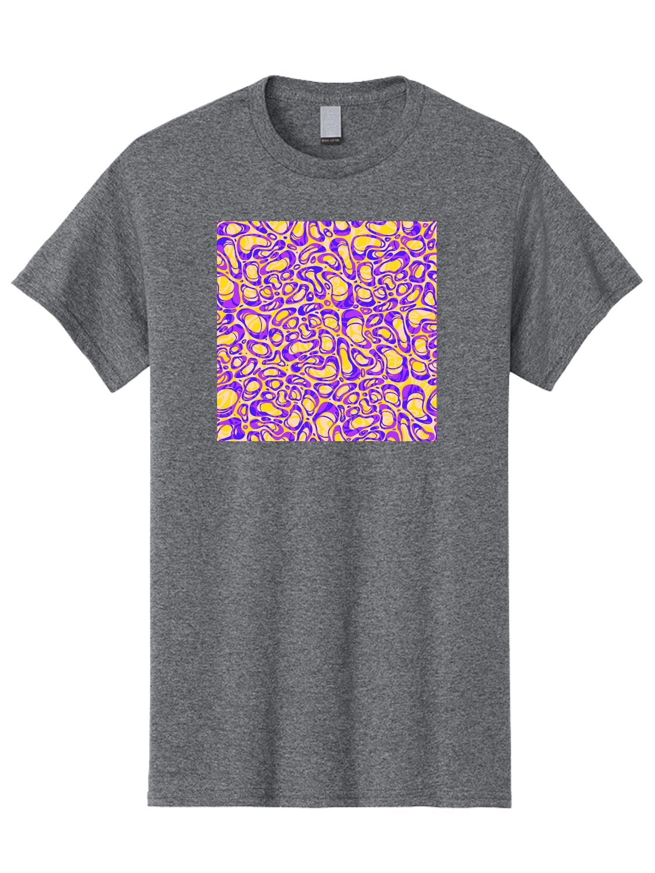 Purple-And-Yellow-Swirl Men'S Graphic Tee, 100% Cotton, Comfortable Casual Summer Wear, Machine Washable, Amethyst And Lemon Swirly Pattern, Abstract Design, Vibrant Purple, Yellow Shapes, Organic Texture, Mesmerizing Visual Effect, Aac418 3