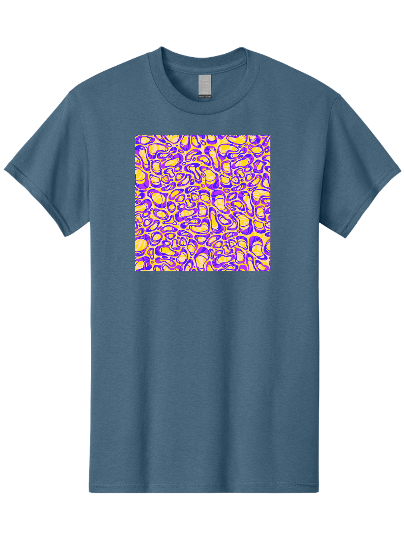 Purple-And-Yellow-Swirl Men'S Graphic Tee, 100% Cotton, Comfortable Casual Summer Wear, Machine Washable, Amethyst And Lemon Swirly Pattern, Abstract Design, Vibrant Purple, Yellow Shapes, Organic Texture, Mesmerizing Visual Effect, Aac418 7