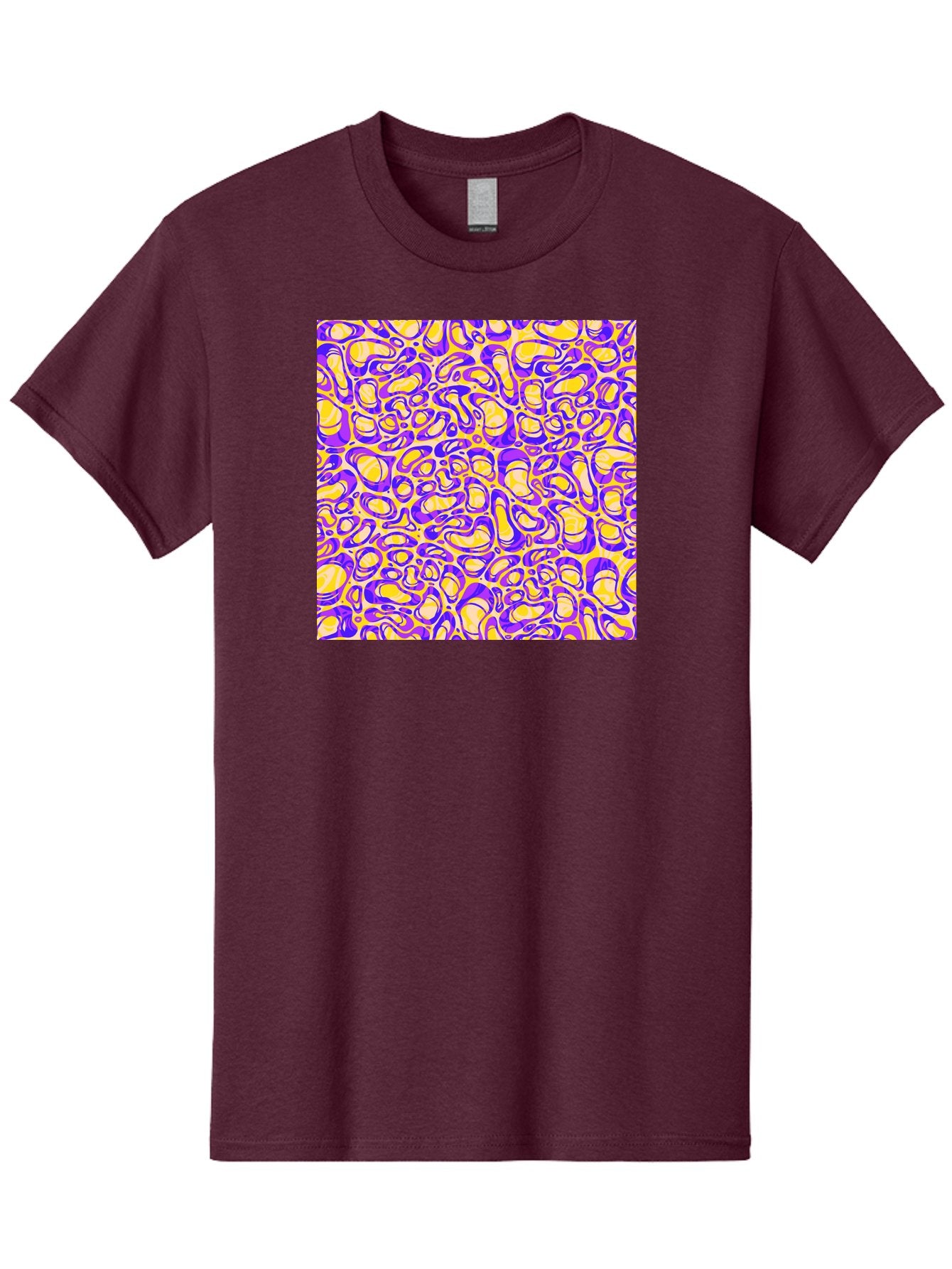 Purple-And-Yellow-Swirl Men'S Graphic Tee, 100% Cotton, Comfortable Casual Summer Wear, Machine Washable, Amethyst And Lemon Swirly Pattern, Abstract Design, Vibrant Purple, Yellow Shapes, Organic Texture, Mesmerizing Visual Effect, Aac418 9
