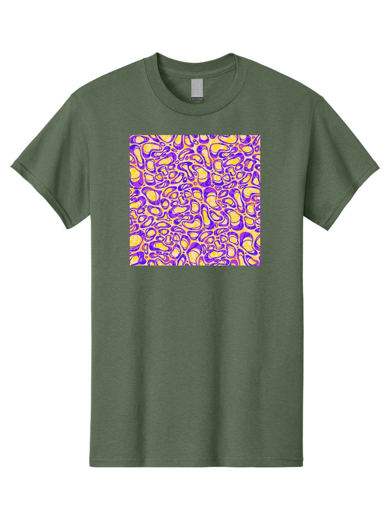 Purple-And-Yellow-Swirl Men'S Graphic Tee, 100% Cotton, Comfortable Casual Summer Wear, Machine Washable, Amethyst And Lemon Swirly Pattern, Abstract Design, Vibrant Purple, Yellow Shapes, Organic Texture, Mesmerizing Visual Effect, Aac418 7