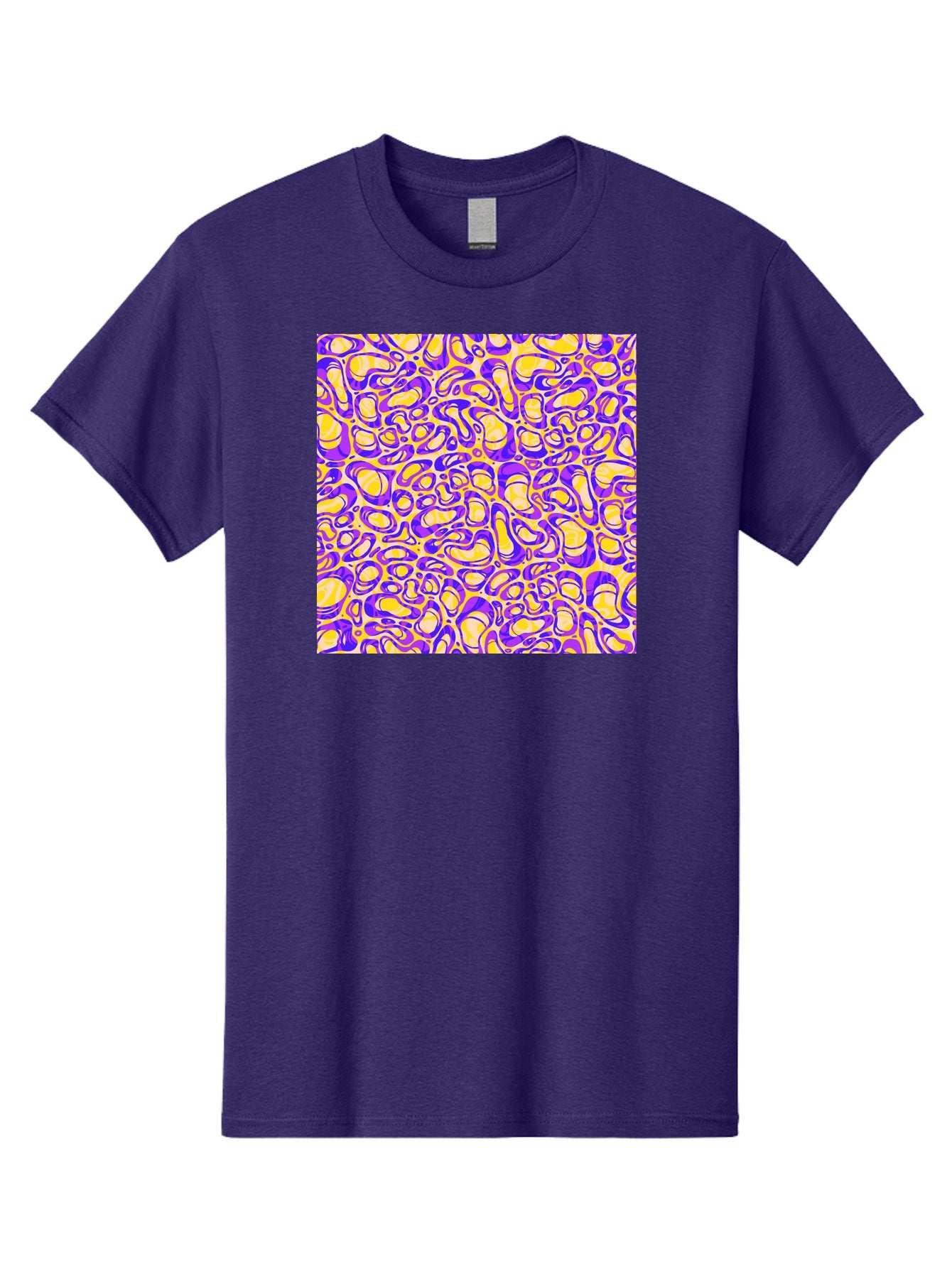 Purple-And-Yellow-Swirl Men'S Graphic Tee, 100% Cotton, Comfortable Casual Summer Wear, Machine Washable, Amethyst And Lemon Swirly Pattern, Abstract Design, Vibrant Purple, Yellow Shapes, Organic Texture, Mesmerizing Visual Effect, Aac418 4