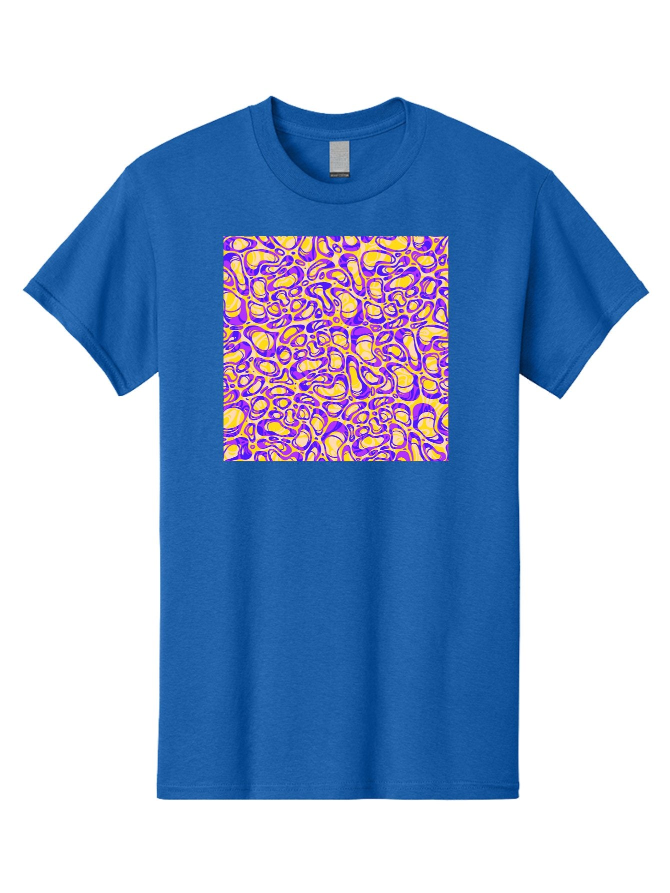 Purple-And-Yellow-Swirl Men'S Graphic Tee, 100% Cotton, Comfortable Casual Summer Wear, Machine Washable, Amethyst And Lemon Swirly Pattern, Abstract Design, Vibrant Purple, Yellow Shapes, Organic Texture, Mesmerizing Visual Effect, Aac418 15
