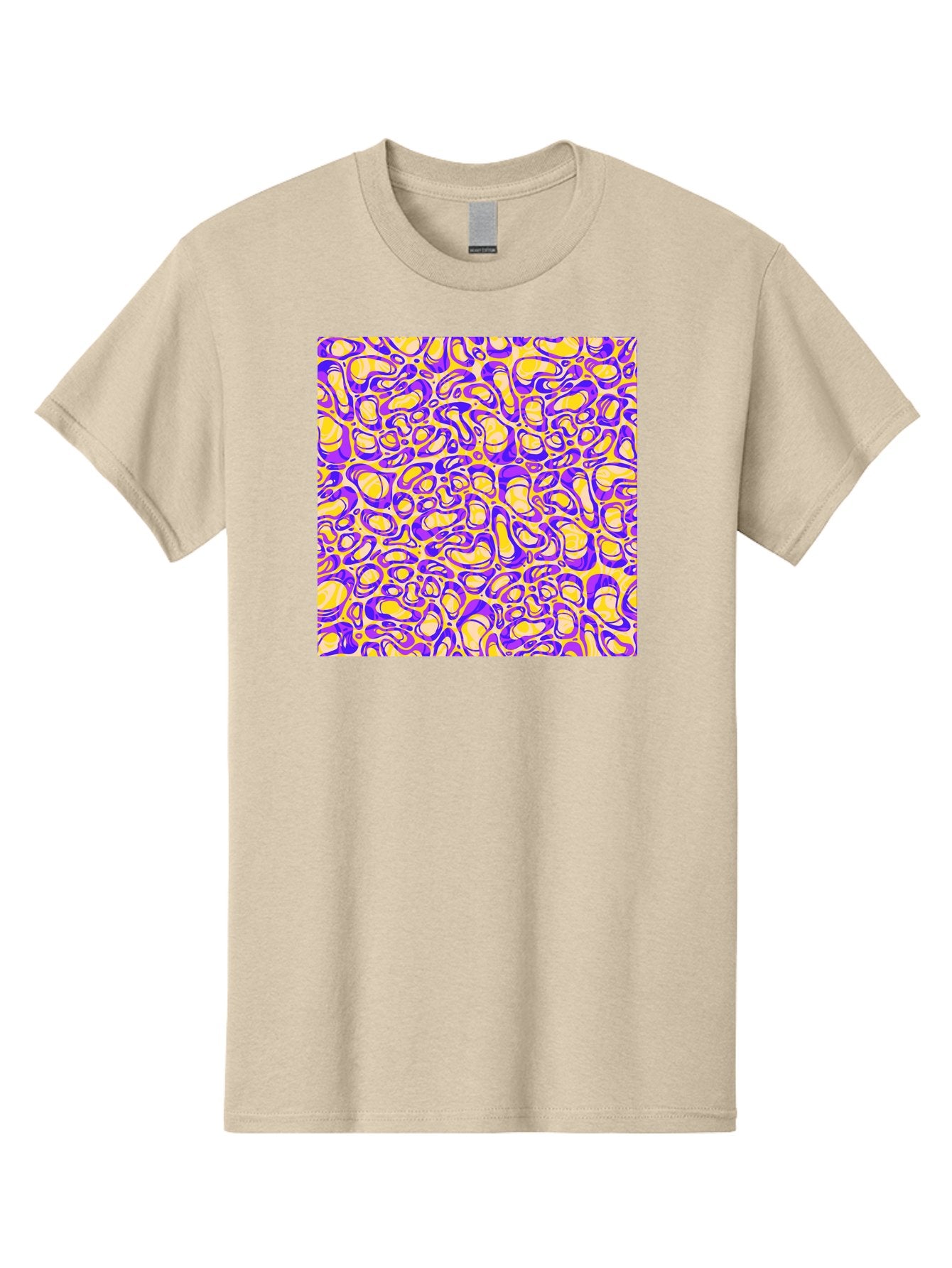 Purple-And-Yellow-Swirl Men'S Graphic Tee, 100% Cotton, Comfortable Casual Summer Wear, Machine Washable, Amethyst And Lemon Swirly Pattern, Abstract Design, Vibrant Purple, Yellow Shapes, Organic Texture, Mesmerizing Visual Effect, Aac418 5