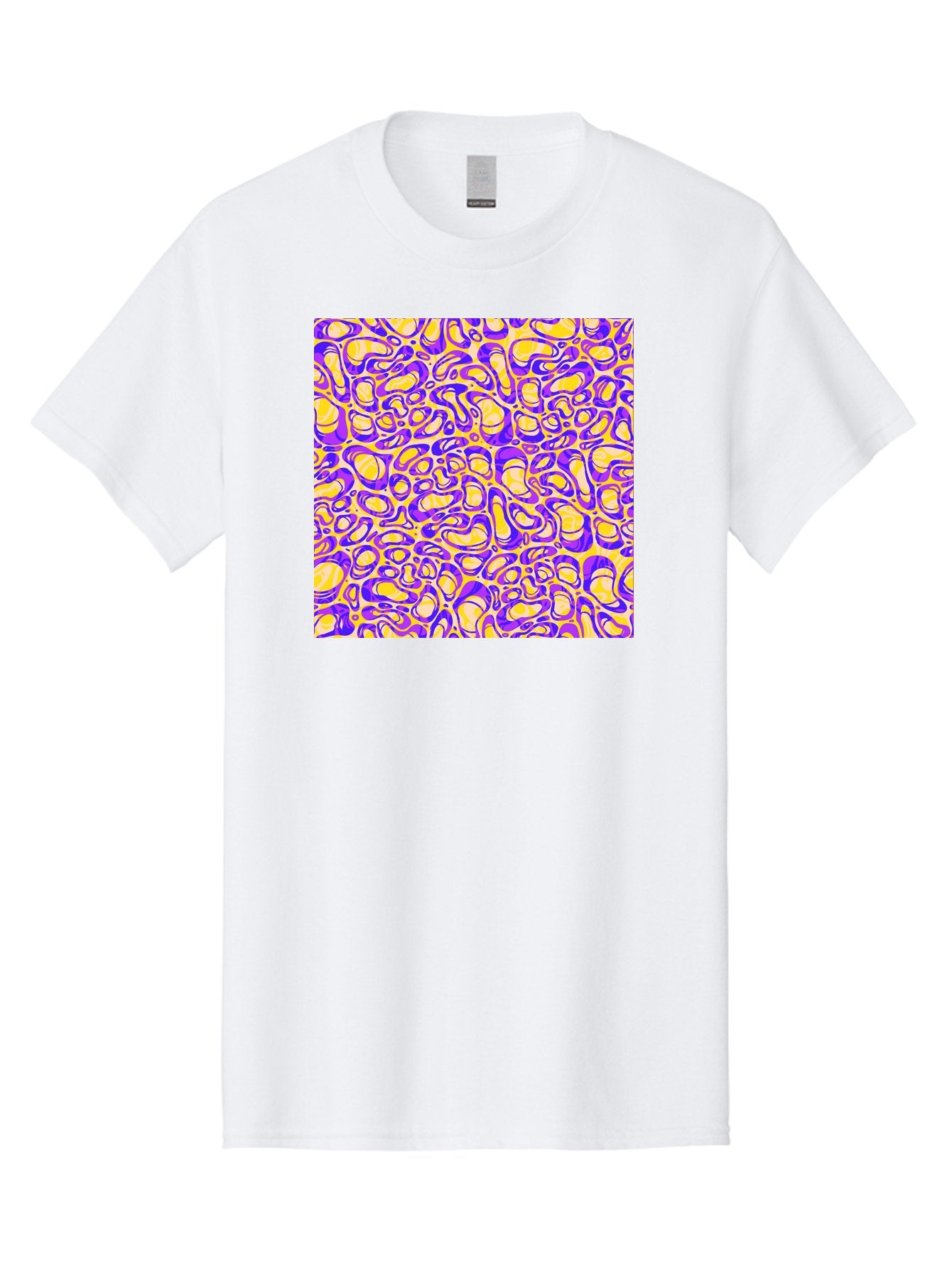Purple-And-Yellow-Swirl Men'S Graphic Tee, 100% Cotton, Comfortable Casual Summer Wear, Machine Washable, Amethyst And Lemon Swirly Pattern, Abstract Design, Vibrant Purple, Yellow Shapes, Organic Texture, Mesmerizing Visual Effect, Aac418 6