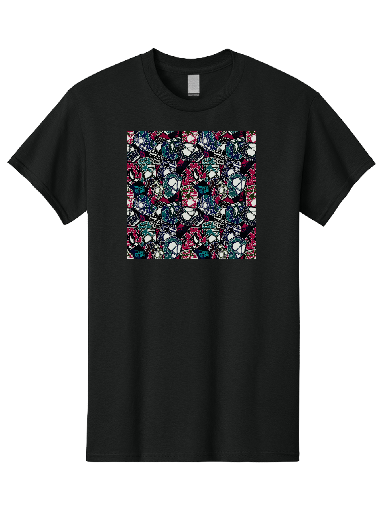 Sugar-Skull-Pattern Men'S Graphic Tee, 100% Cotton, Comfortable Casual Summer Wear, Machine Washable, Sugar Skulls, Colorful Skulls, Day Of The Dead, Mexican Culture, Ornate Designs, Floral Patterns, Vibrant Colors, Festive Atmosphere, Aac422 23