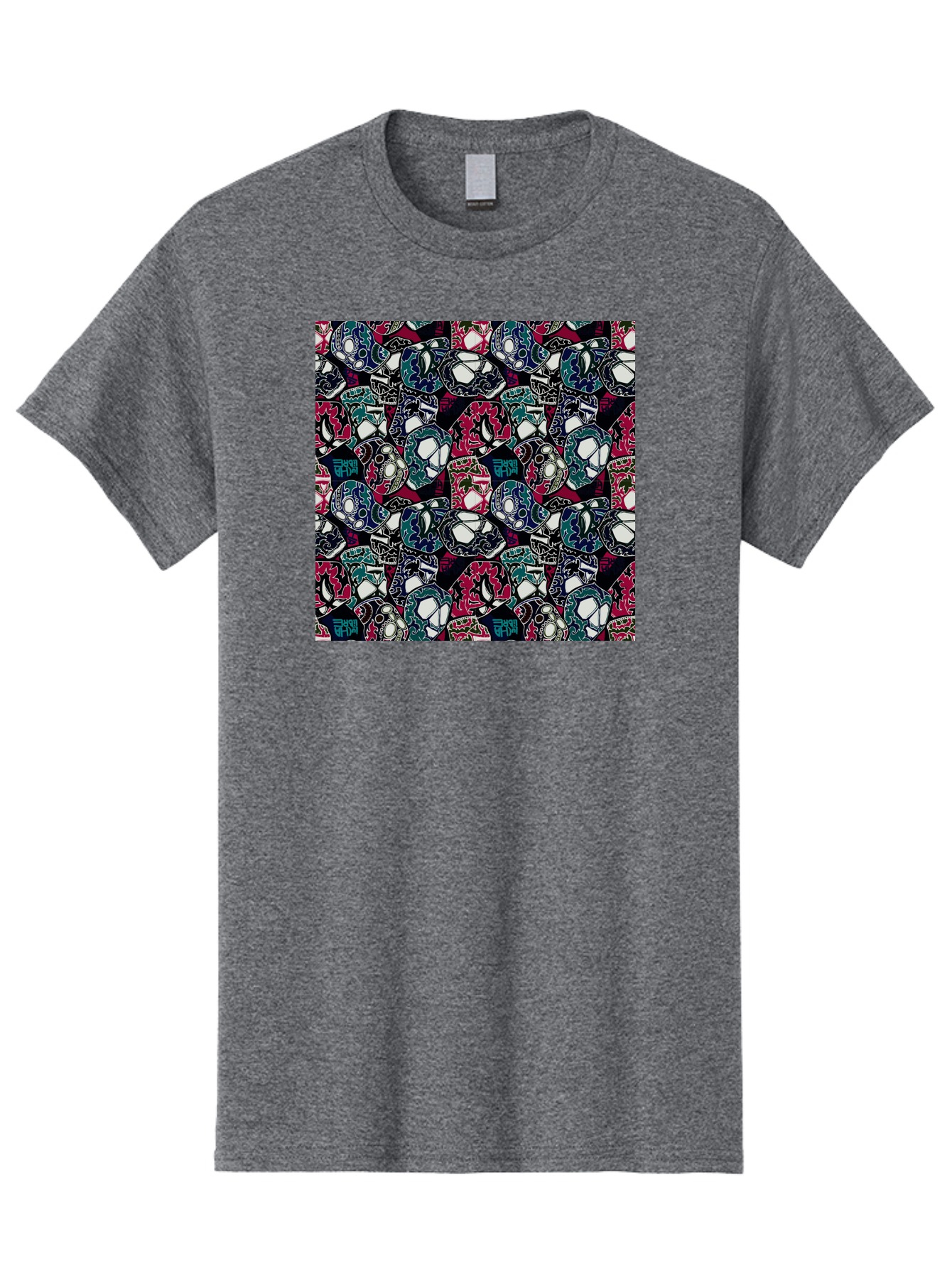Sugar-Skull-Pattern Men'S Graphic Tee, 100% Cotton, Comfortable Casual Summer Wear, Machine Washable, Sugar Skulls, Colorful Skulls, Day Of The Dead, Mexican Culture, Ornate Designs, Floral Patterns, Vibrant Colors, Festive Atmosphere, Aac422 9