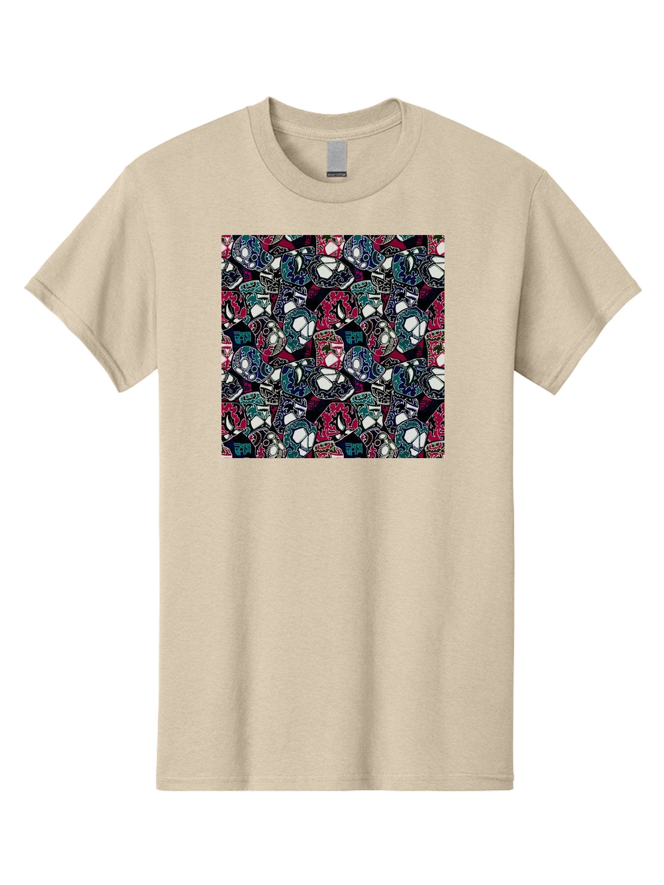 Sugar-Skull-Pattern Men'S Graphic Tee, 100% Cotton, Comfortable Casual Summer Wear, Machine Washable, Sugar Skulls, Colorful Skulls, Day Of The Dead, Mexican Culture, Ornate Designs, Floral Patterns, Vibrant Colors, Festive Atmosphere, Aac422 10