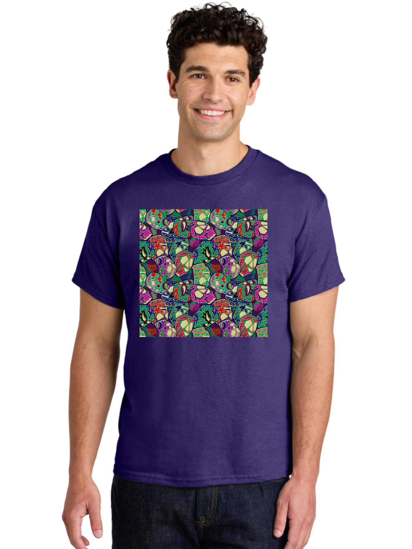 Sugar-Skulls Men'S Graphic Tee, 100% Cotton, Comfortable Casual Summer Wear, Machine Washable, Sugar Skulls, Colorful Designs, Vibrant Patterns, Dia De Los Muertos, Festive Atmosphere, Artistic Expression, Cultural Heritage, Intricate Details, Aac423 12